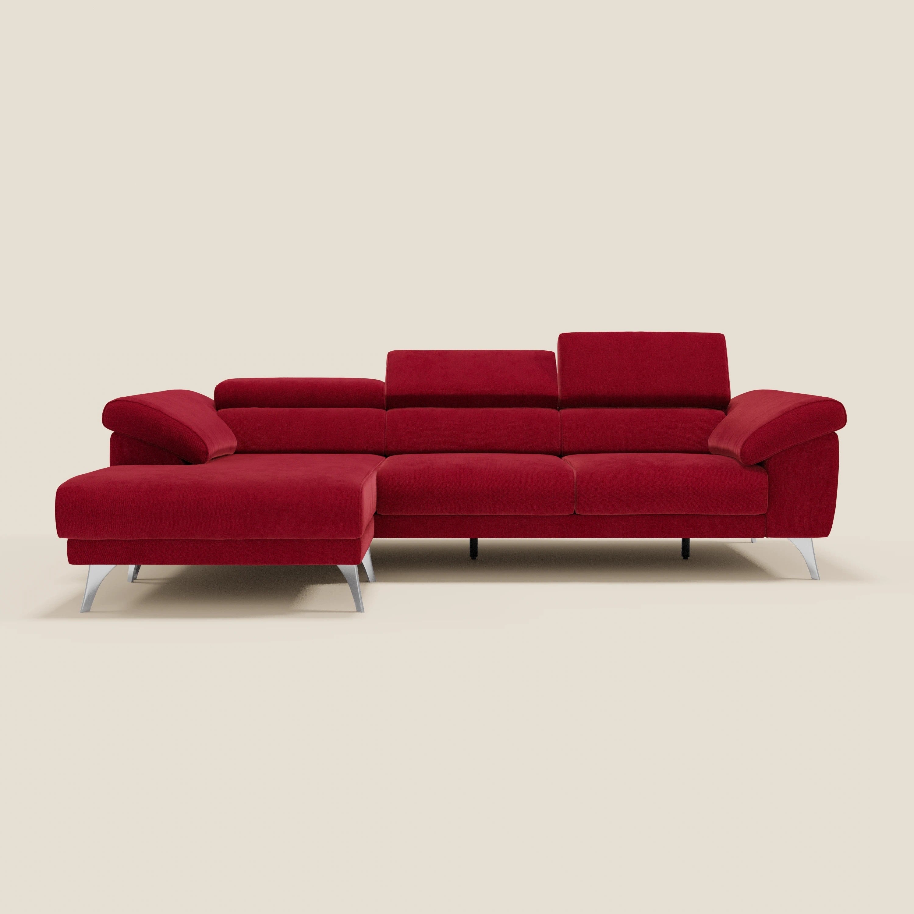 Donatello Ecksofa mit verschiebbaren Sitzen, Armlehnen mit Stauraum und Kopfstütze aus weichem, abwaschbarem Stoff T23 Burgunder