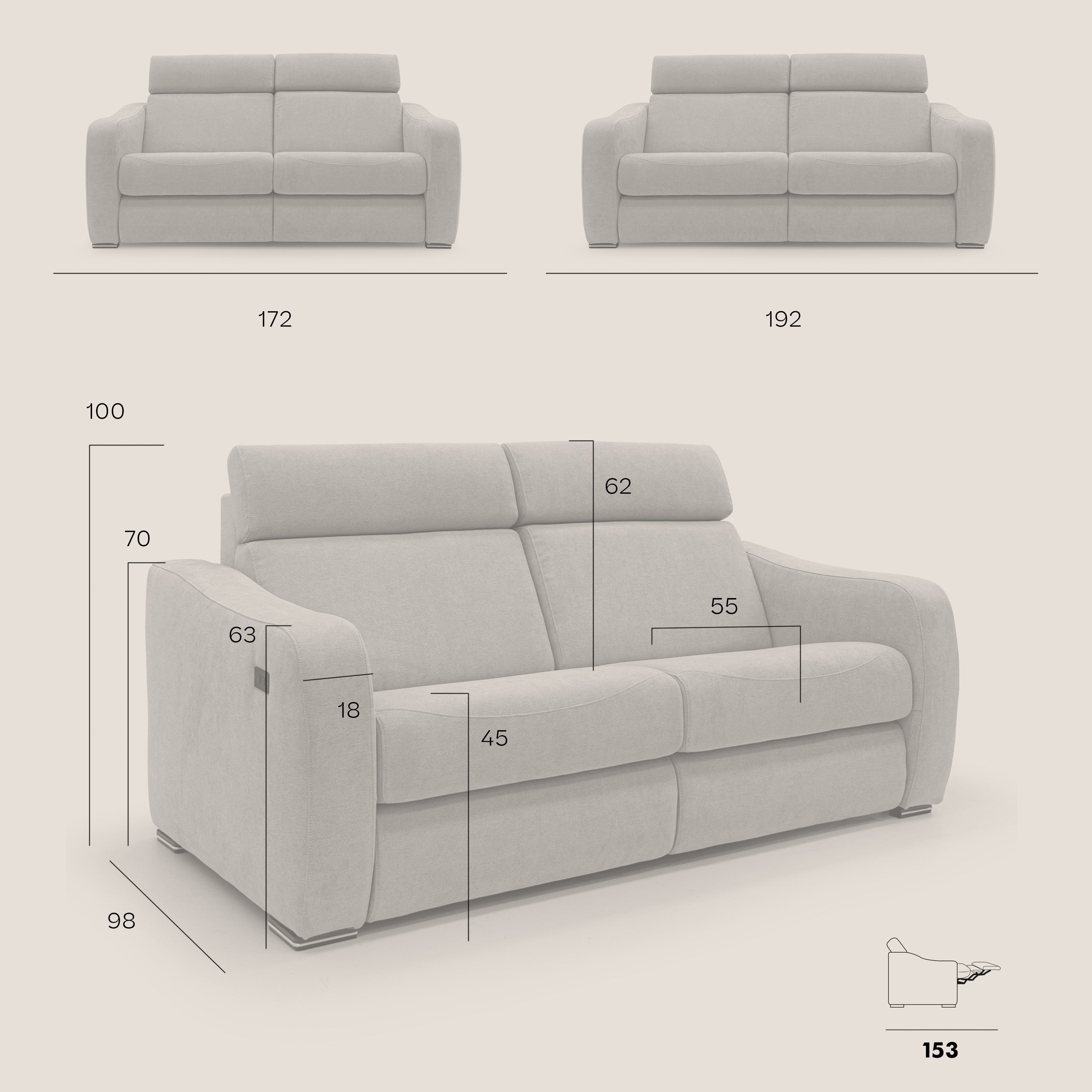 Gummy Divano con meccanismo relax elettrico beige - divani.store