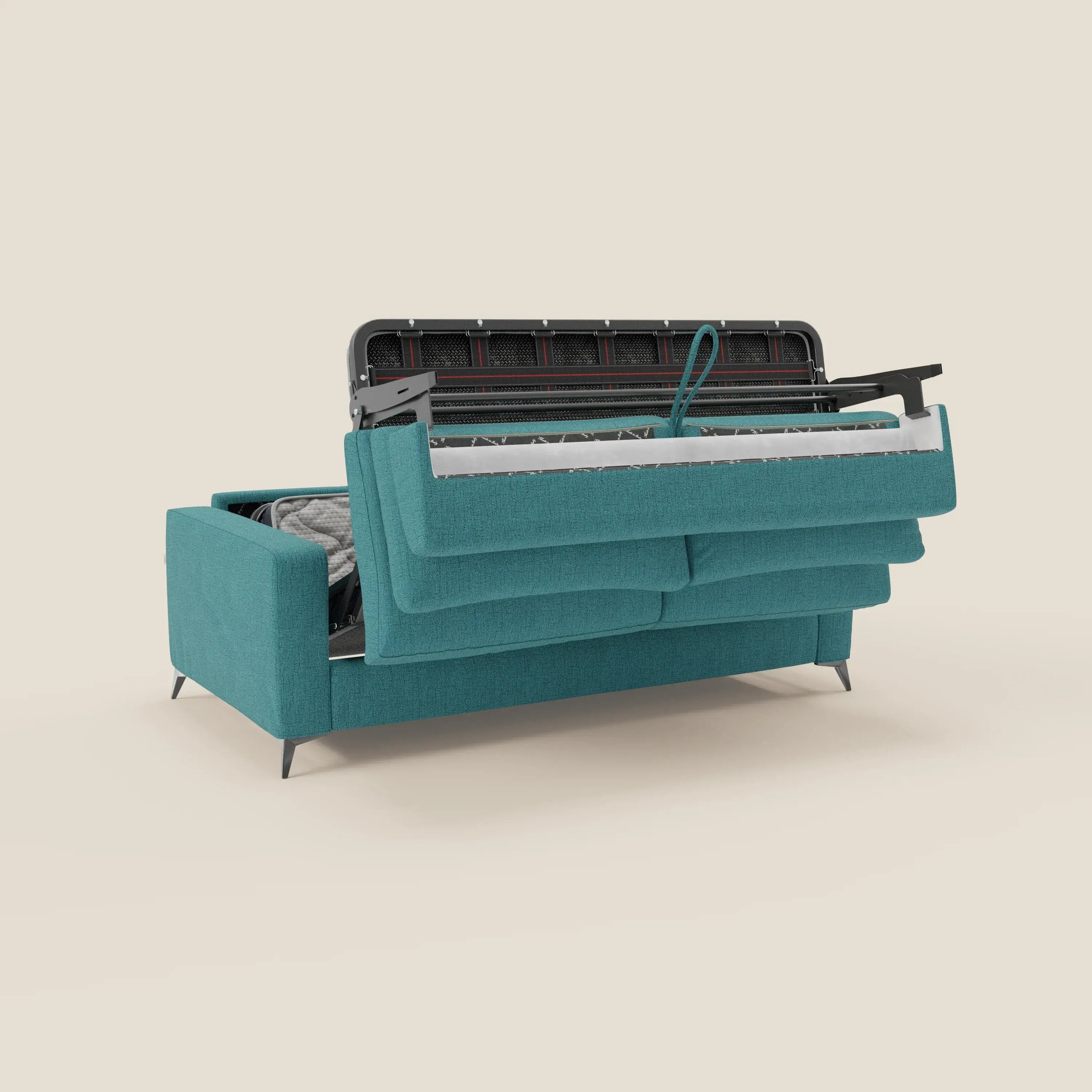 Alaya Divano letto matrimoniale dai morbidi cuscini in tessuto impermeabile T03 azzurro