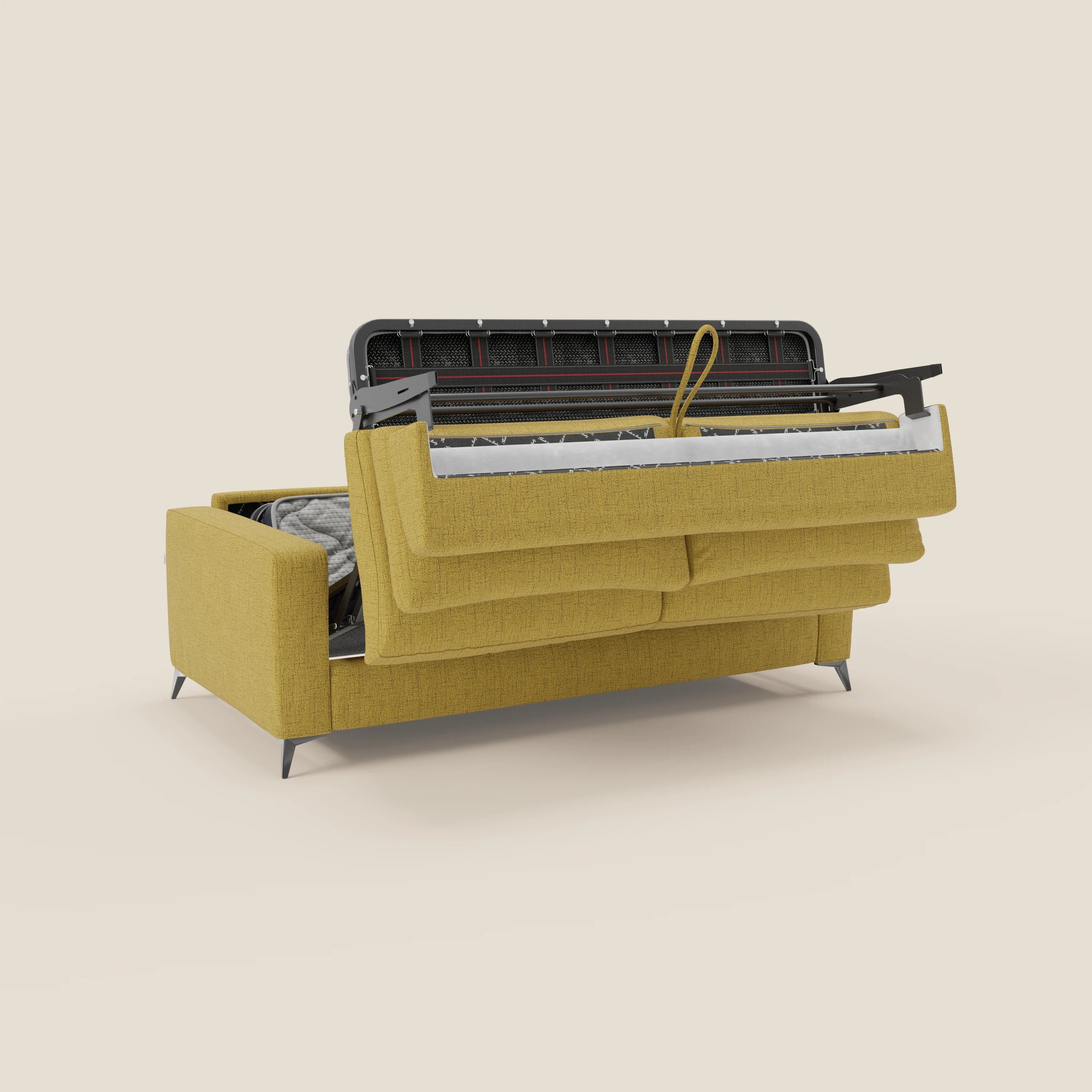 Alaya Schlafsofa mit weichen Kissen aus wasserfestem Stoff T03 gelb