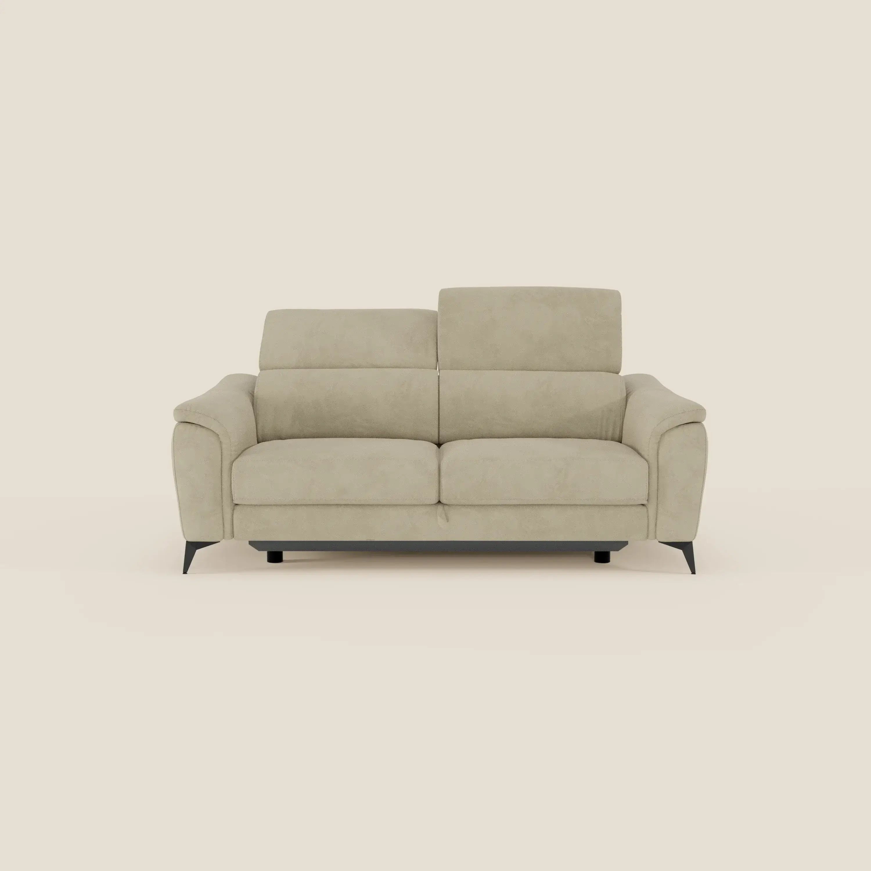 Arcos Divano 3 posti - piedini alti e poggiatesta reclinabili in microfibra impermeabile T11 beige