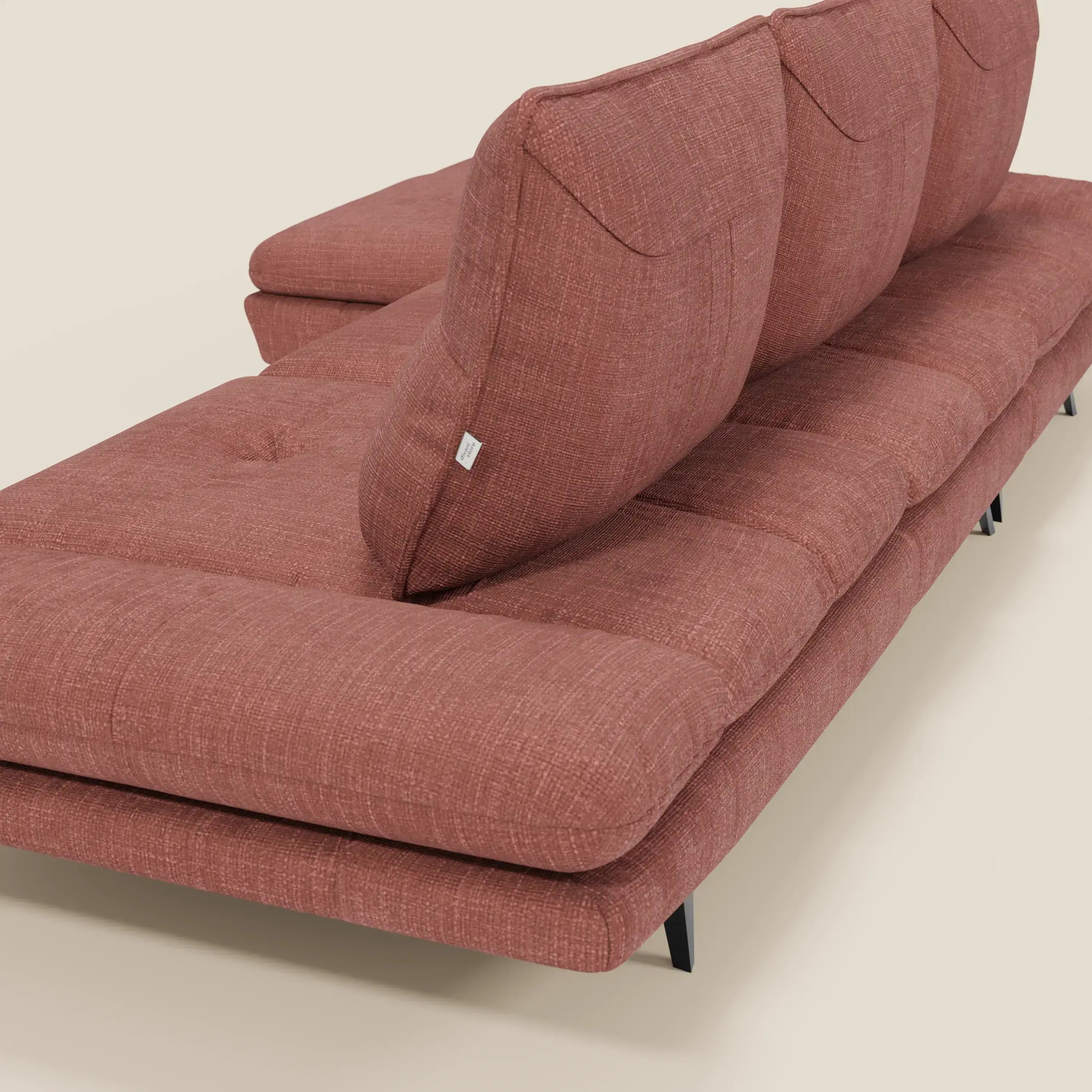 Ardex Divano con penisola - schienali traslanti e braccioli regolabili in elegante tessuto impermeabile T06 corallo