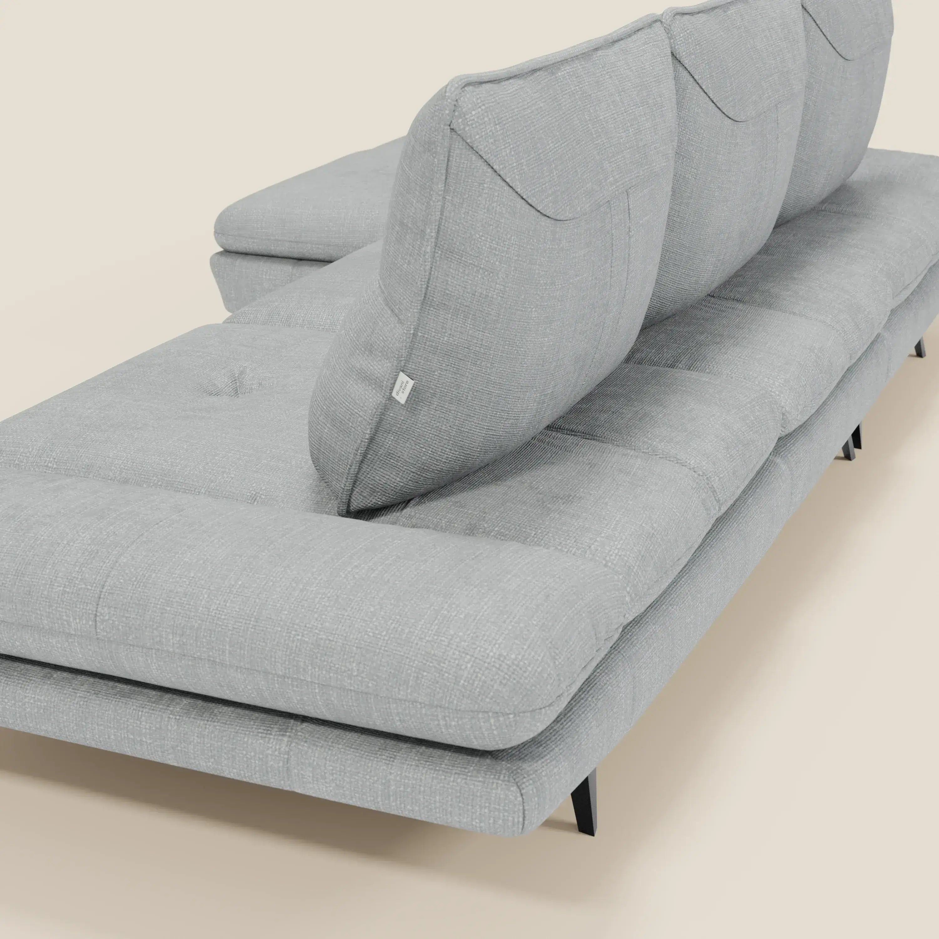 Ardex Divano con penisola - schienali traslanti e braccioli regolabili in elegante tessuto impermeabile T06 ghiaccio
