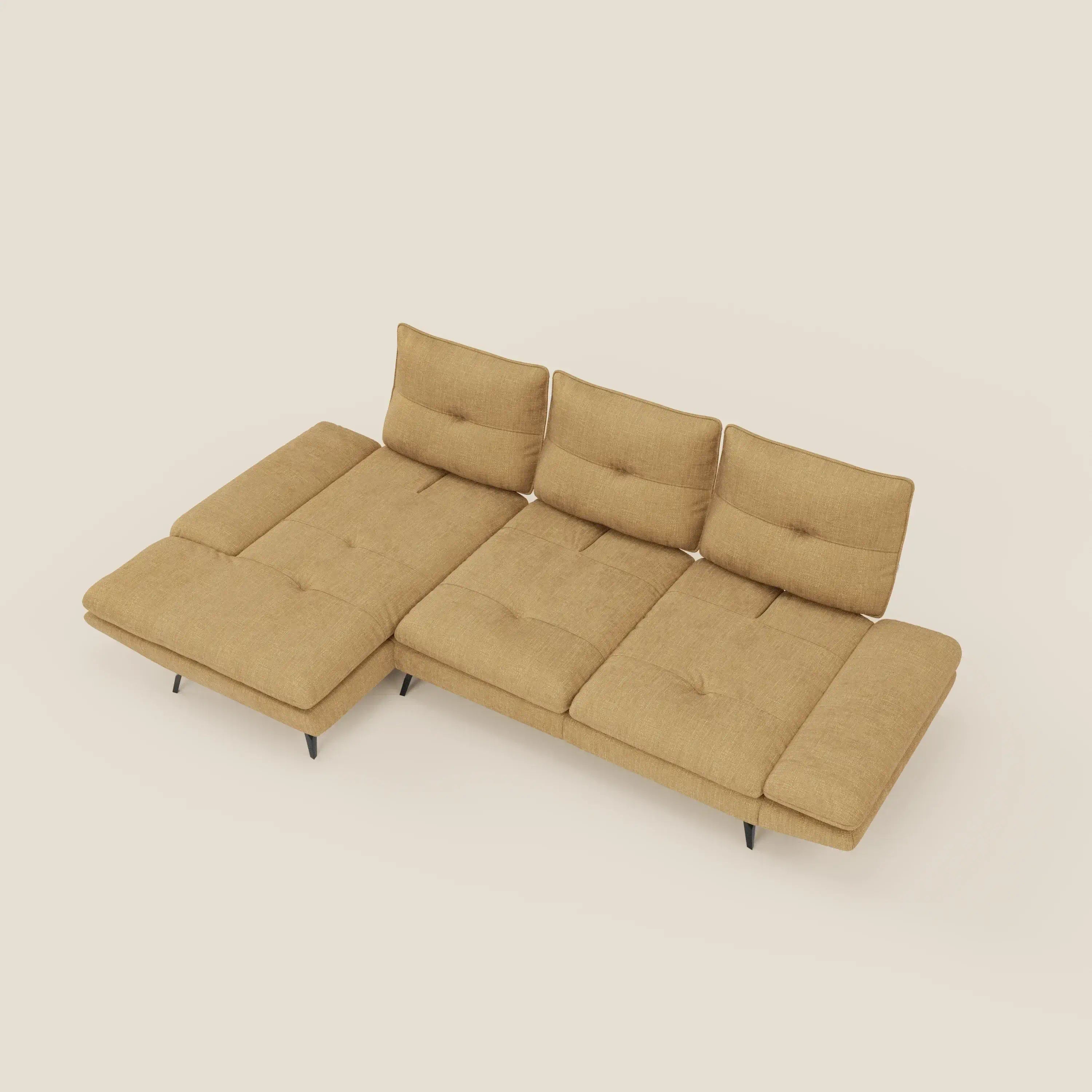 Ardex Divano con penisola - schienali traslanti e braccioli regolabili in elegante tessuto impermeabile T06 giallo