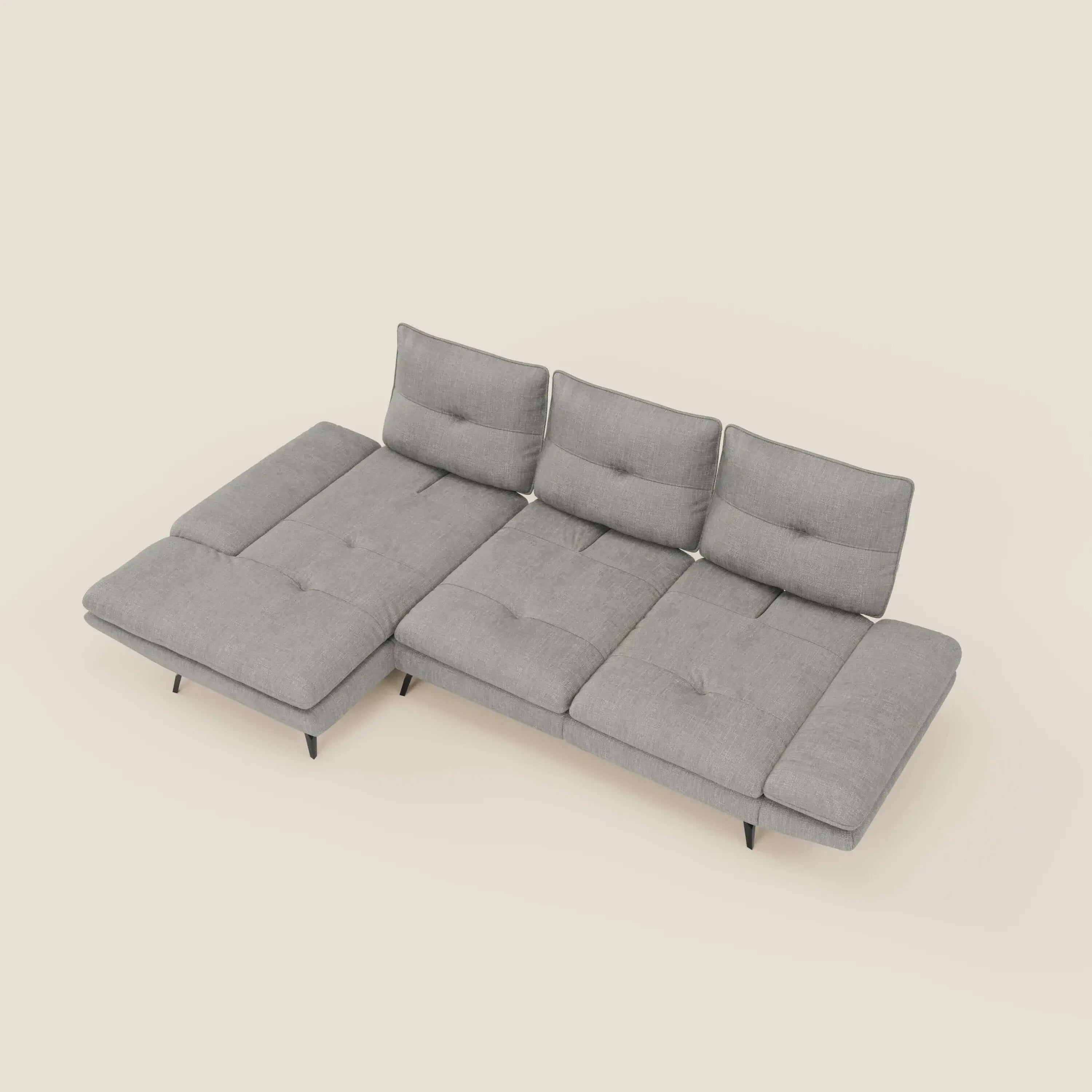 Ardex Divano con penisola - schienali traslanti e braccioli regolabili in elegante tessuto impermeabile T06 grigio