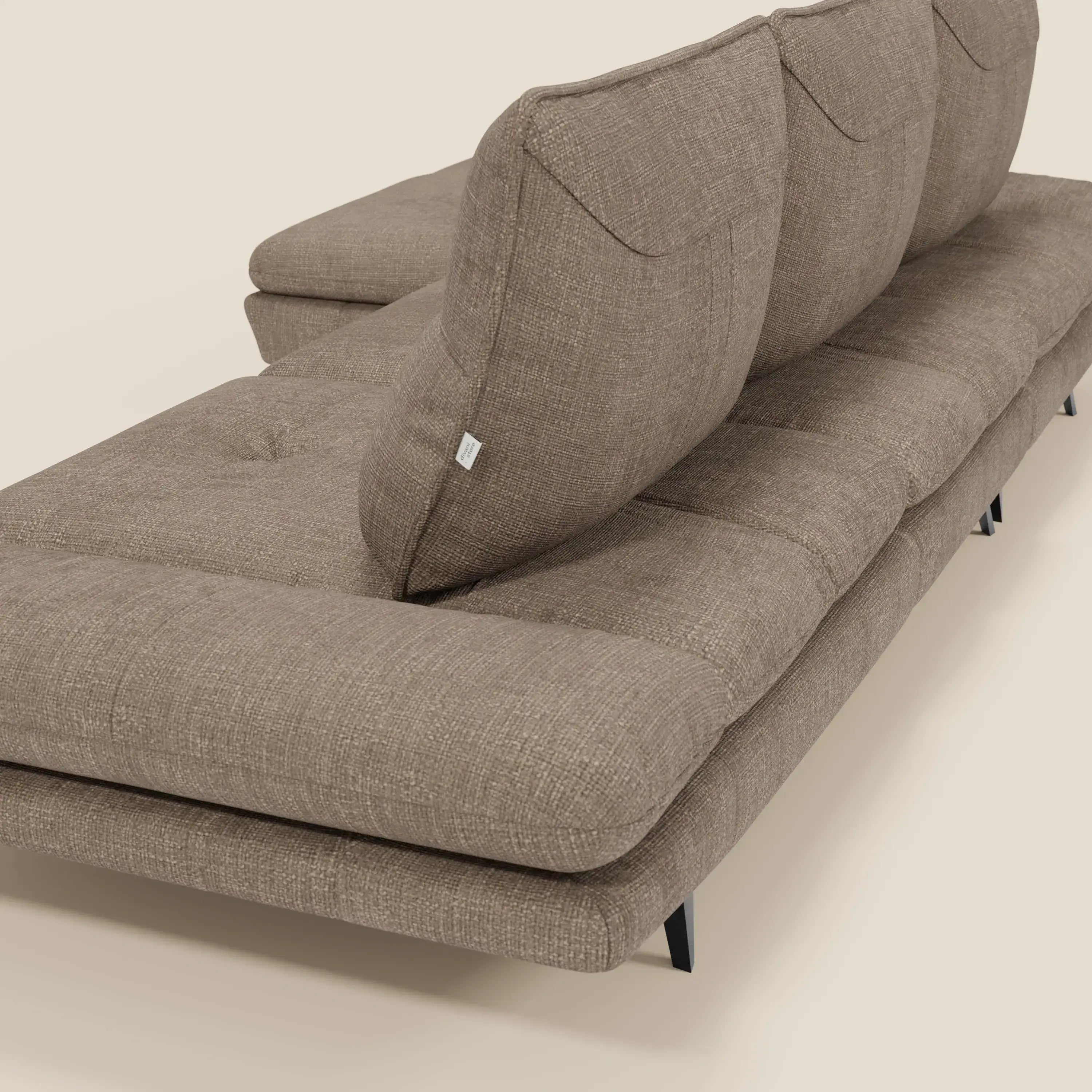 Ardex Divano con penisola - schienali traslanti e braccioli regolabili in elegante tessuto impermeabile T06 marrone