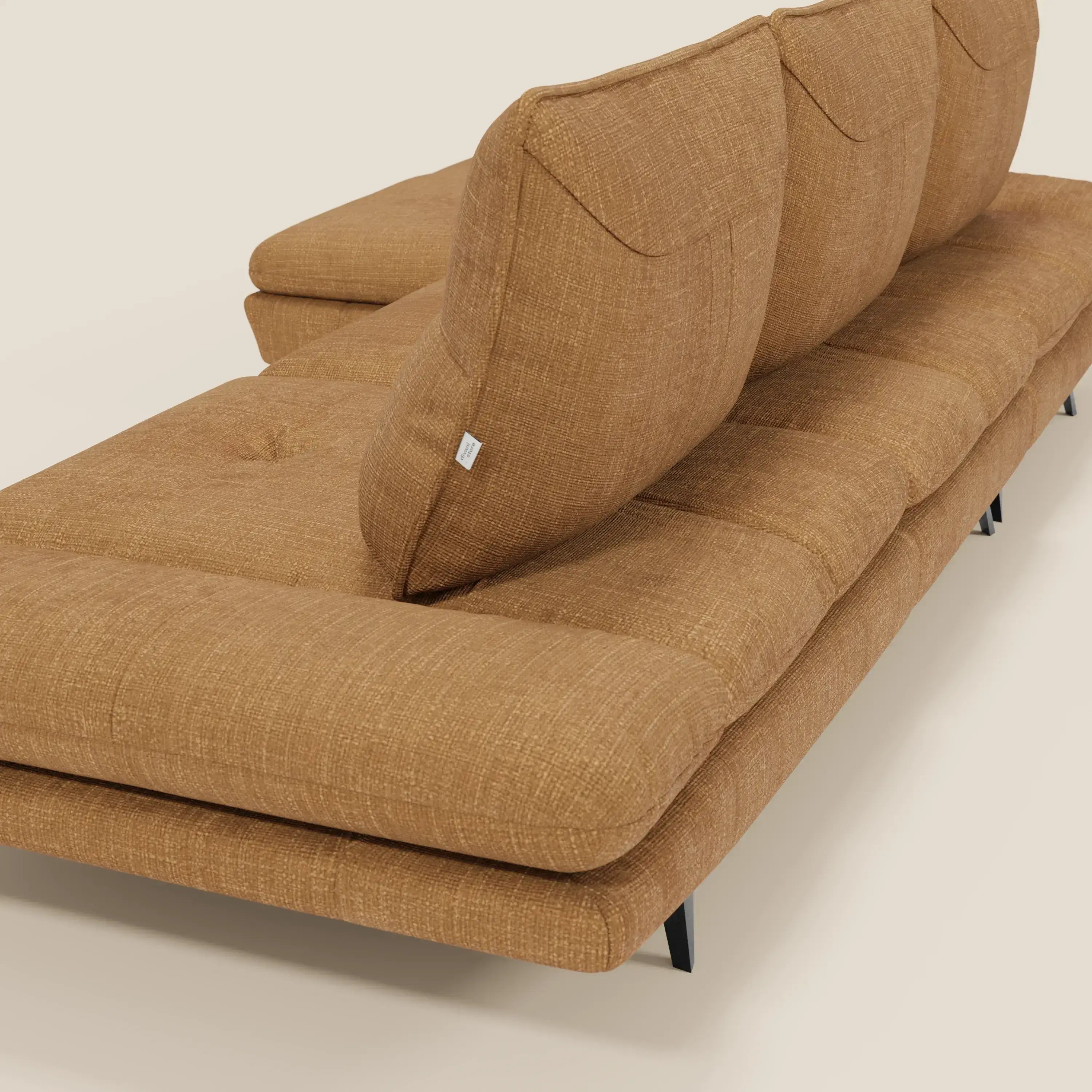 Ardex Divano con penisola - schienali traslanti e braccioli regolabili in elegante tessuto impermeabile T06 ocra