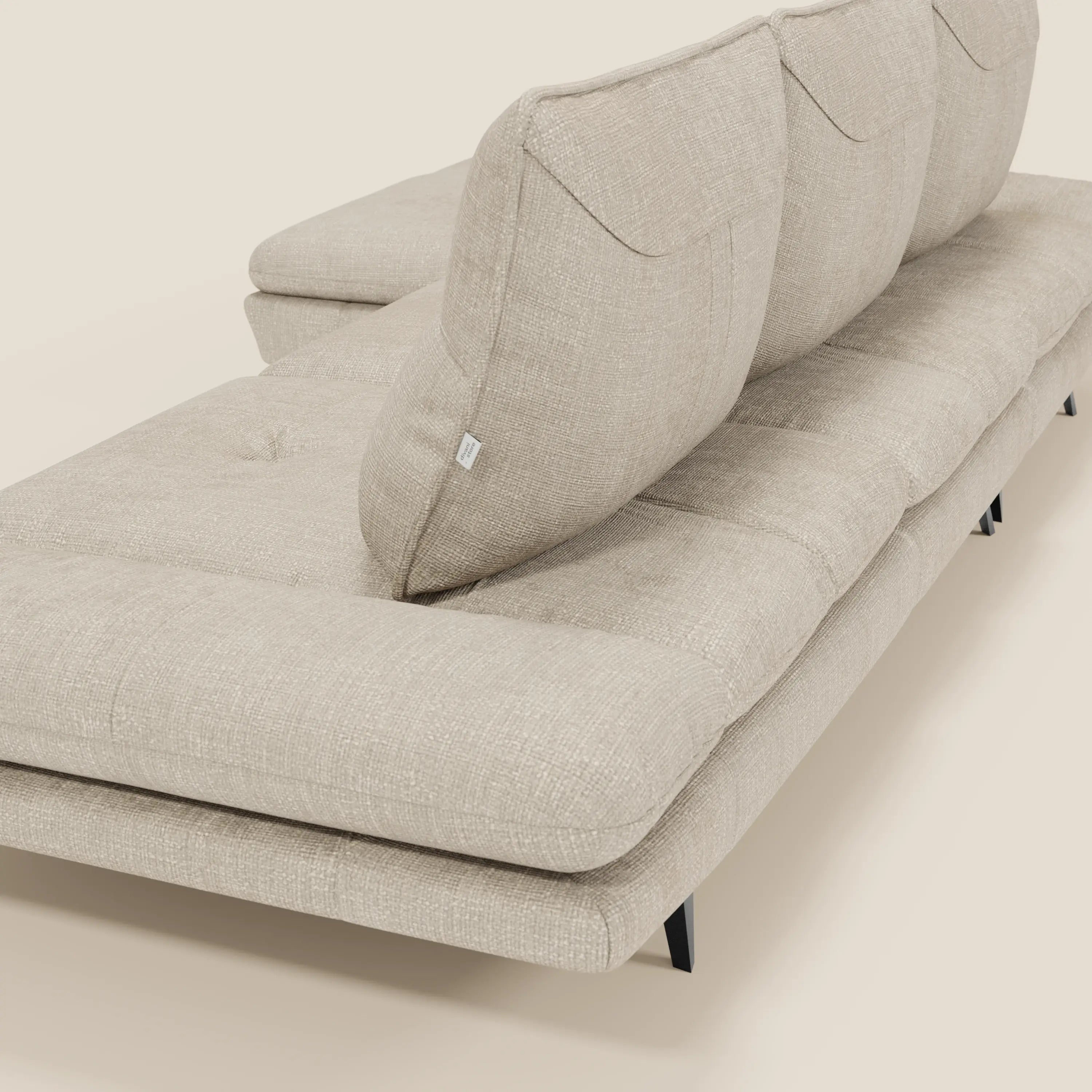 Ardex Sofa mit Halbinsel – verschiebbare Rückenlehnen und verstellbare Armlehnen aus elegantem, wasserfestem Stoff T06 creme