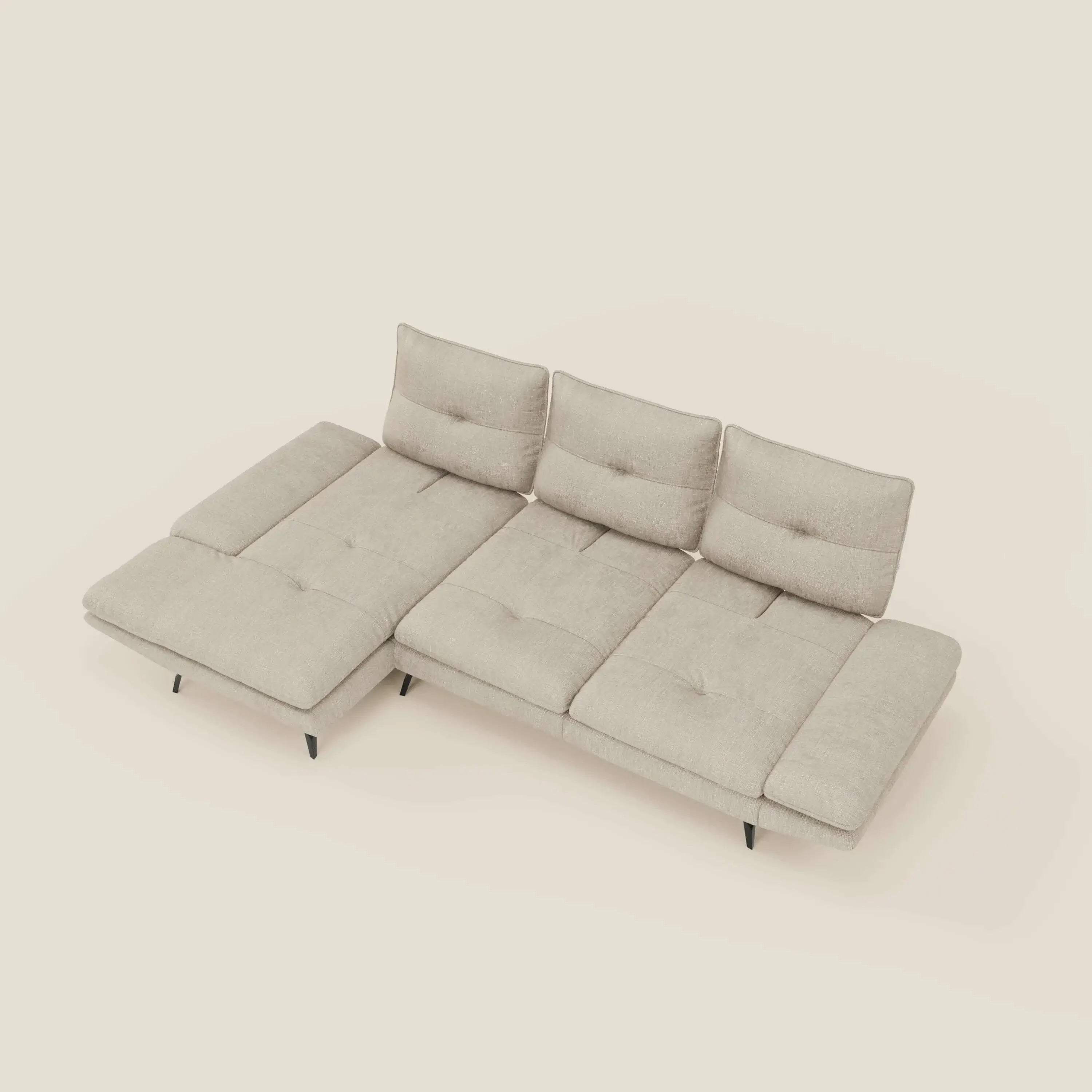 Ardex Divano con penisola - schienali traslanti e braccioli regolabili in elegante tessuto impermeabile T06 panna