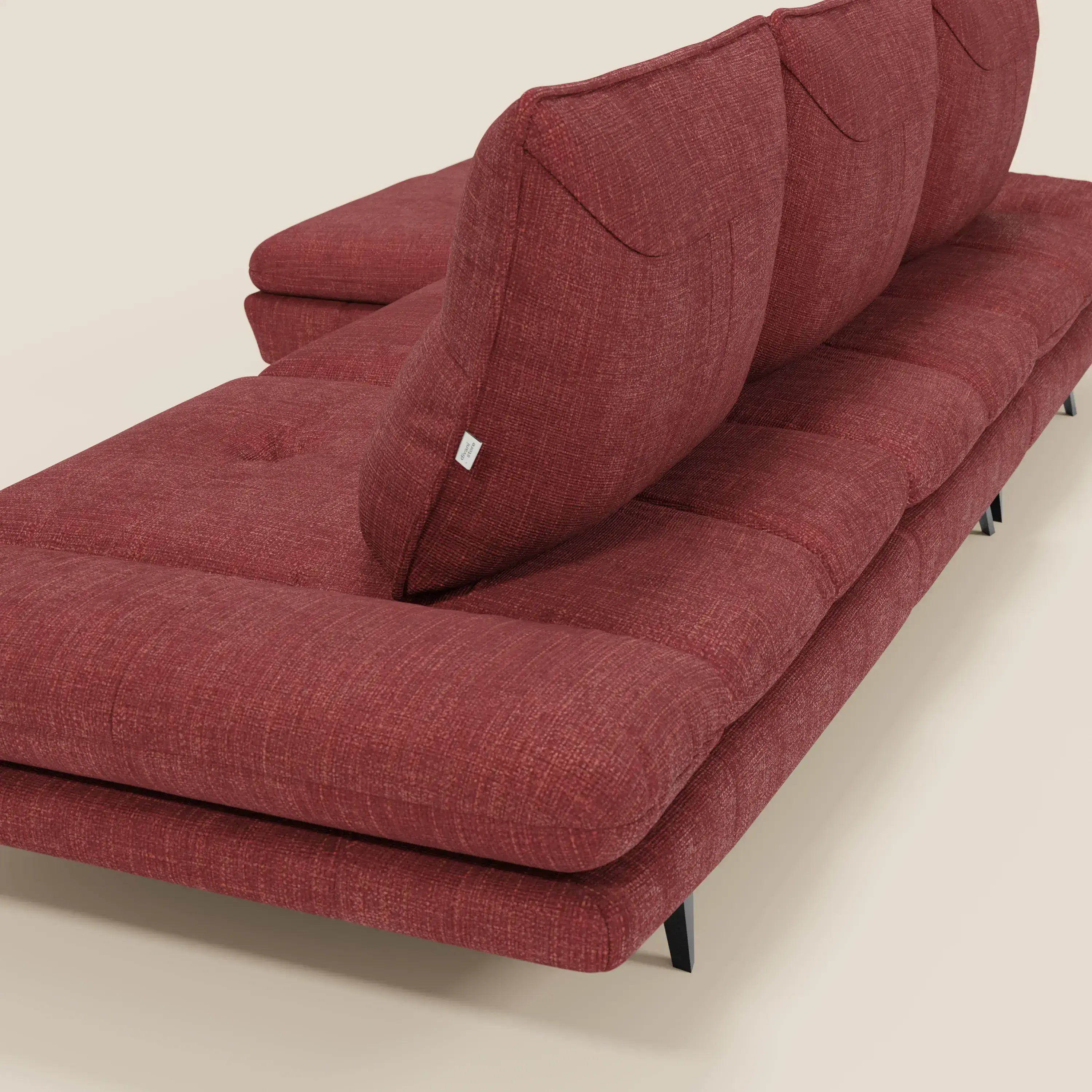 Ardex Divano con penisola - schienali traslanti e braccioli regolabili in elegante tessuto impermeabile T06 rosso