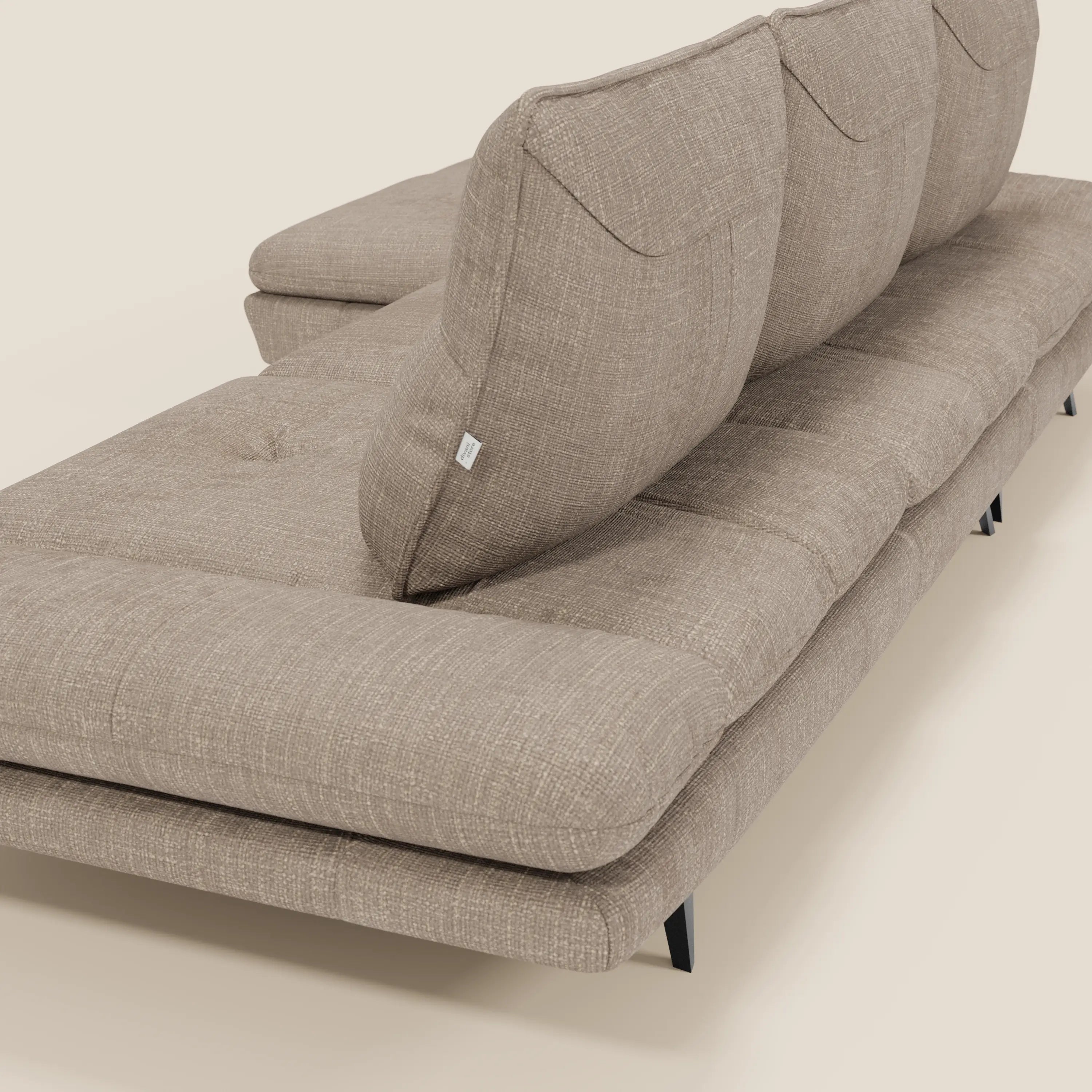 Ardex Sofa mit Halbinsel – verschiebbare Rückenlehnen und verstellbare Armlehnen aus elegantem, wasserfestem Stoff T06 graubeige