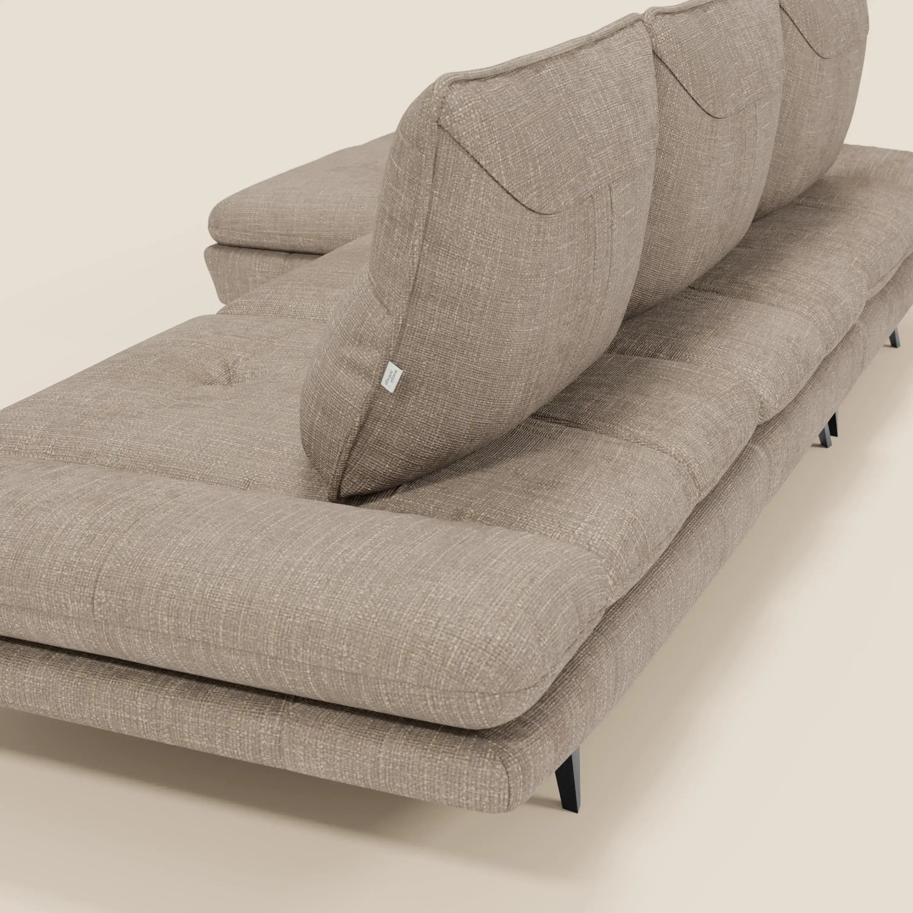 Ardex Divano con penisola - schienali traslanti e braccioli regolabili in elegante tessuto impermeabile T06 tortora