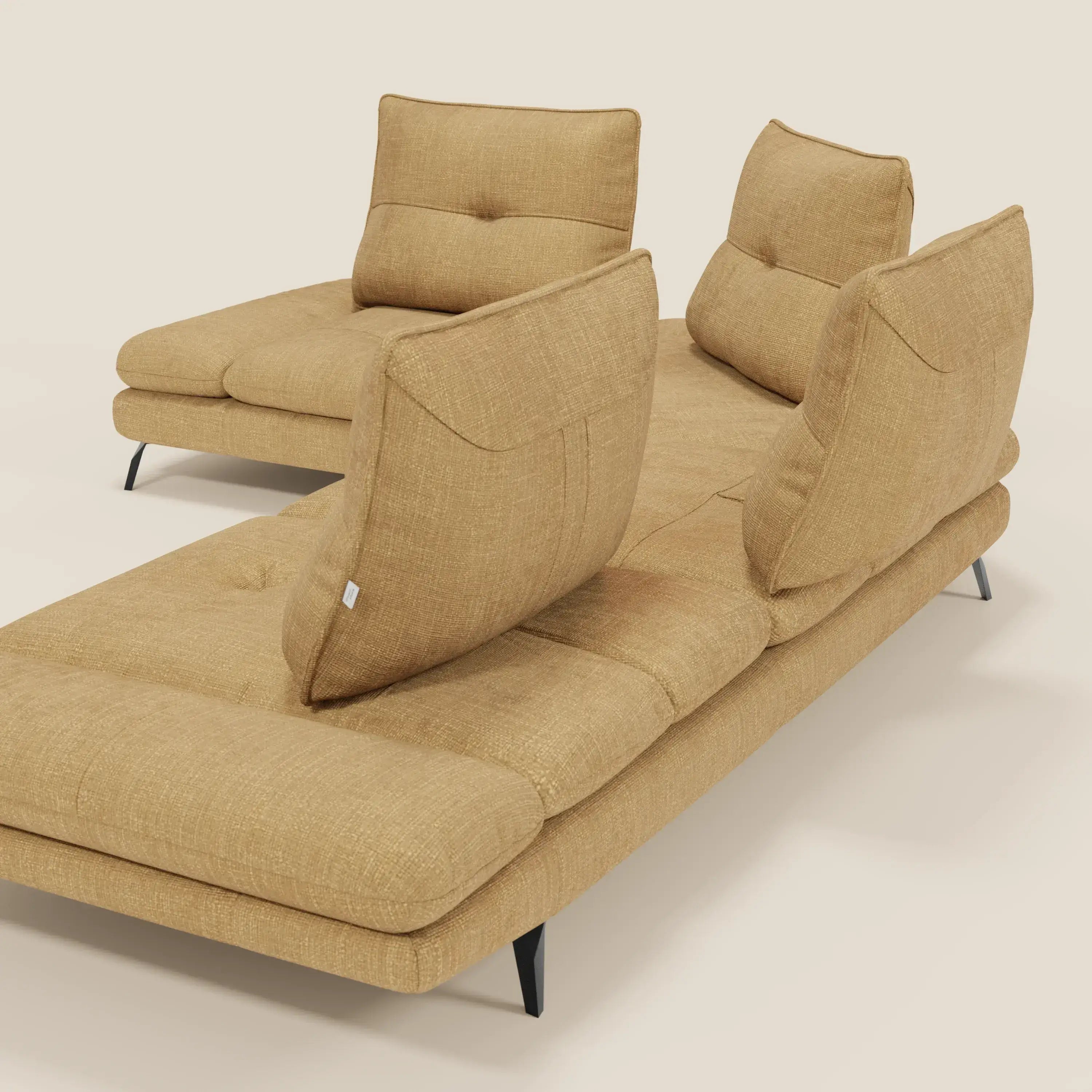 Ardex Divano Angolare - schienali traslanti e bracciolo regolabile in elegante tessuto impermeabile T06 giallo