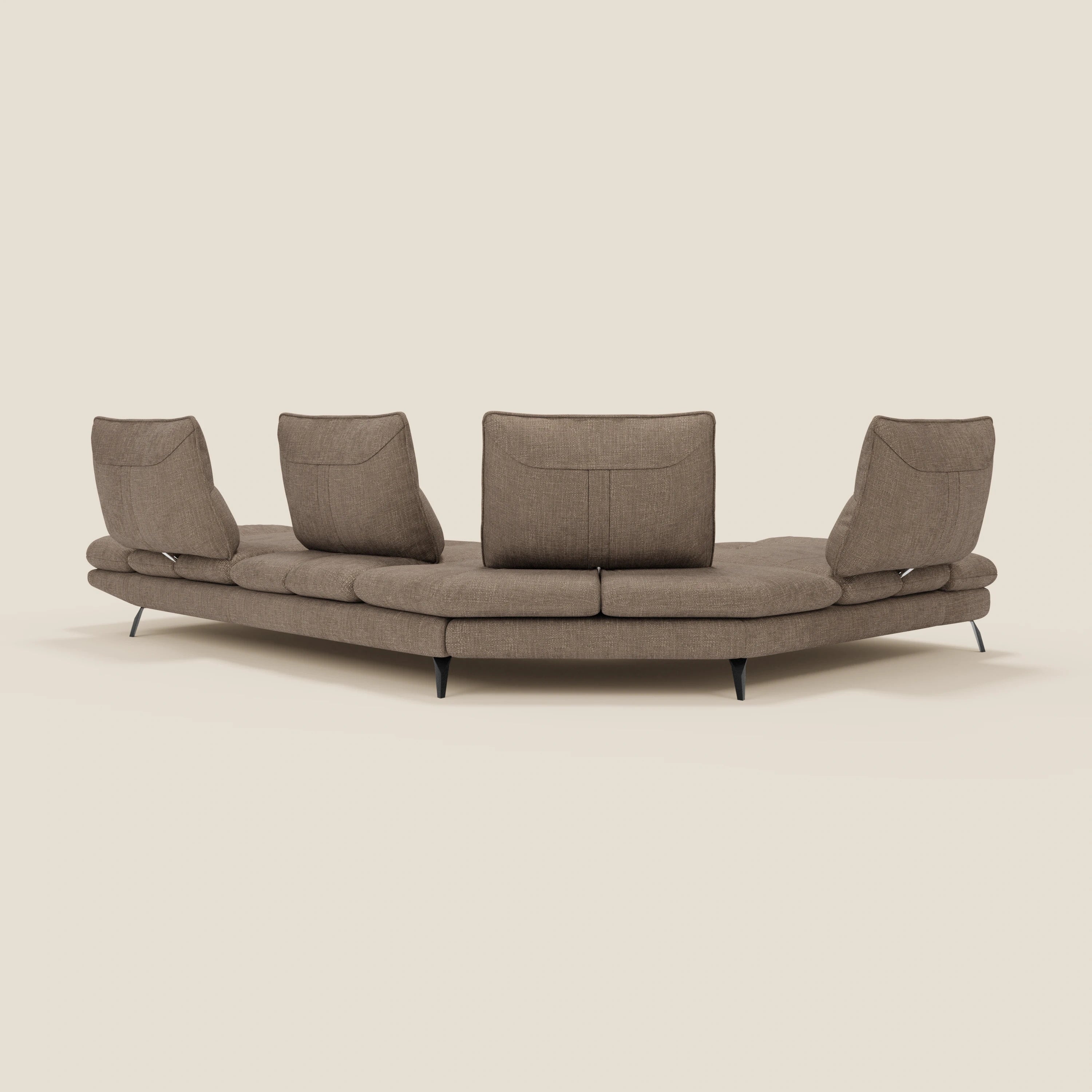 Ardex Ecksofa – verschiebbare Rückenlehnen und verstellbare Armlehnen aus elegantem, wasserfestem Stoff T06 braun