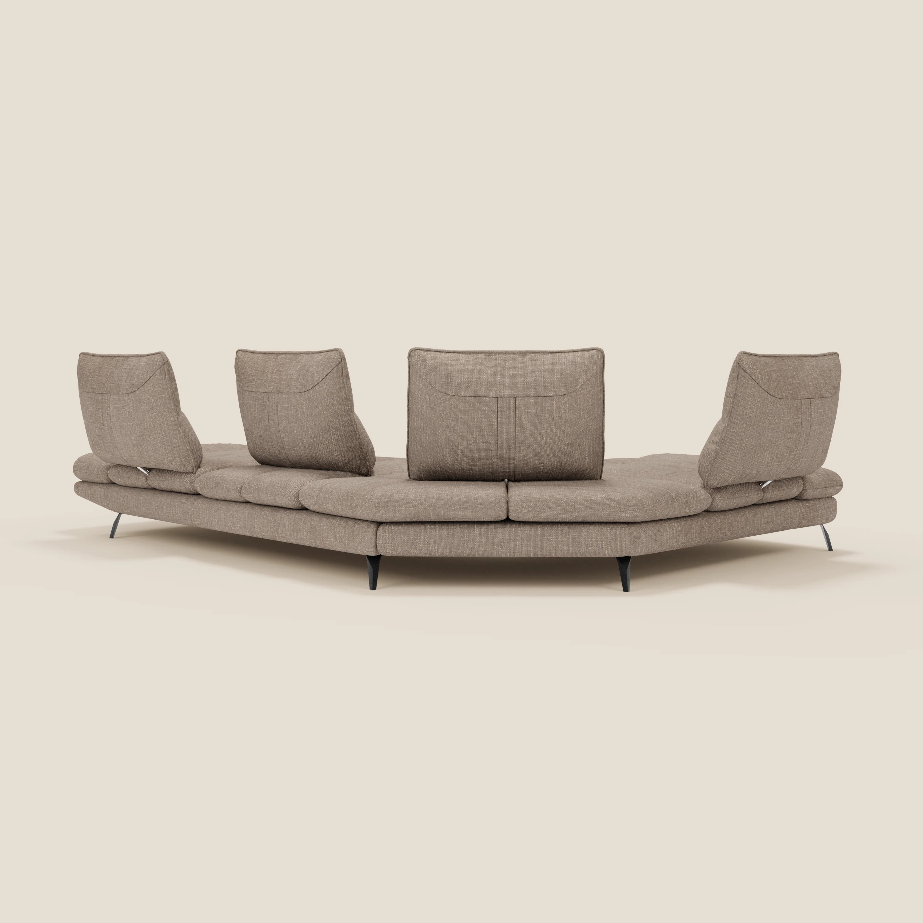 Ardex Ecksofa – verschiebbare Rückenlehnen und verstellbare Armlehnen aus elegantem, wasserfestem Stoff T06 graubeige
