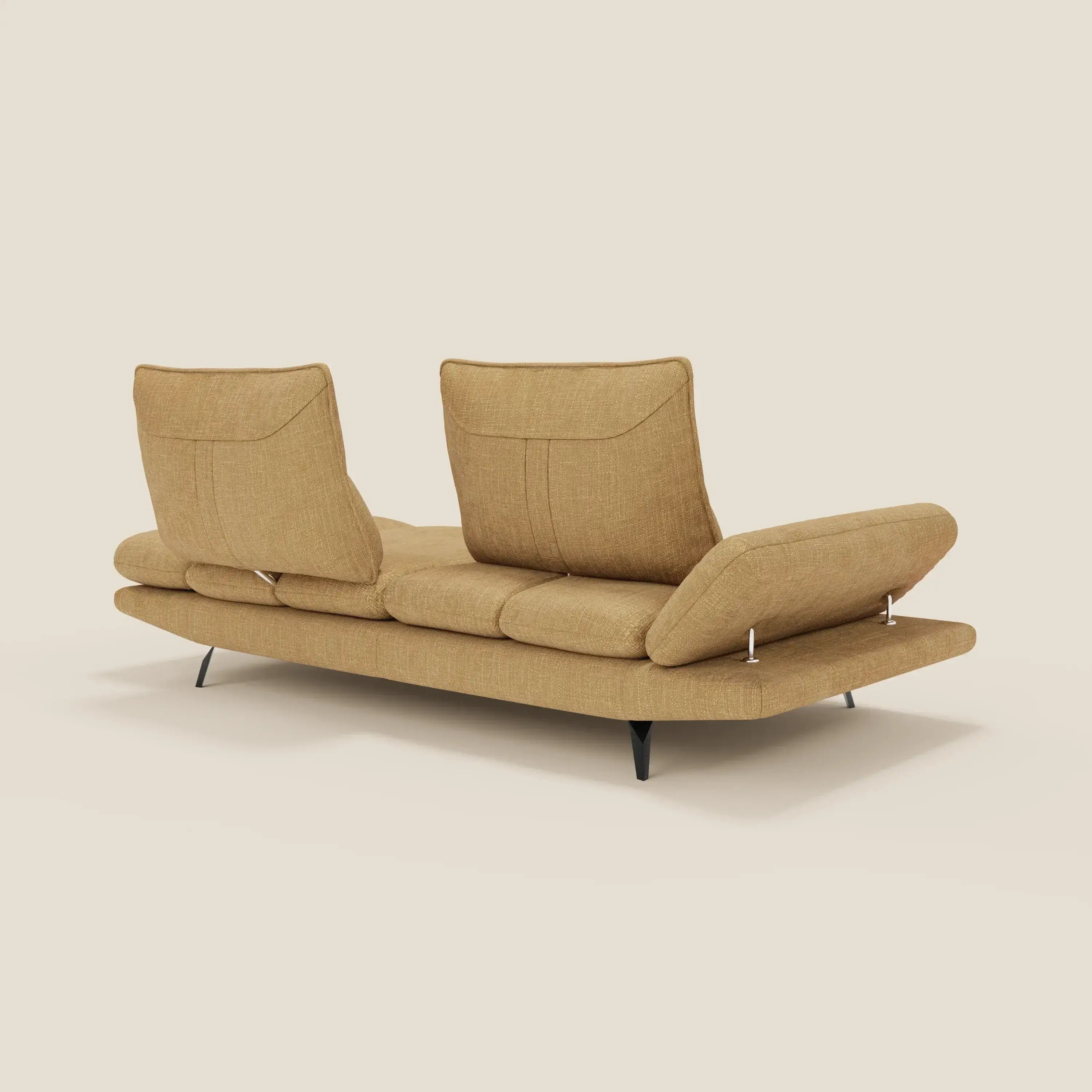 Ardex Divano 3 posti con schienali traslanti e braccioli regolabili in morbido tessuto impermeabile T06 giallo