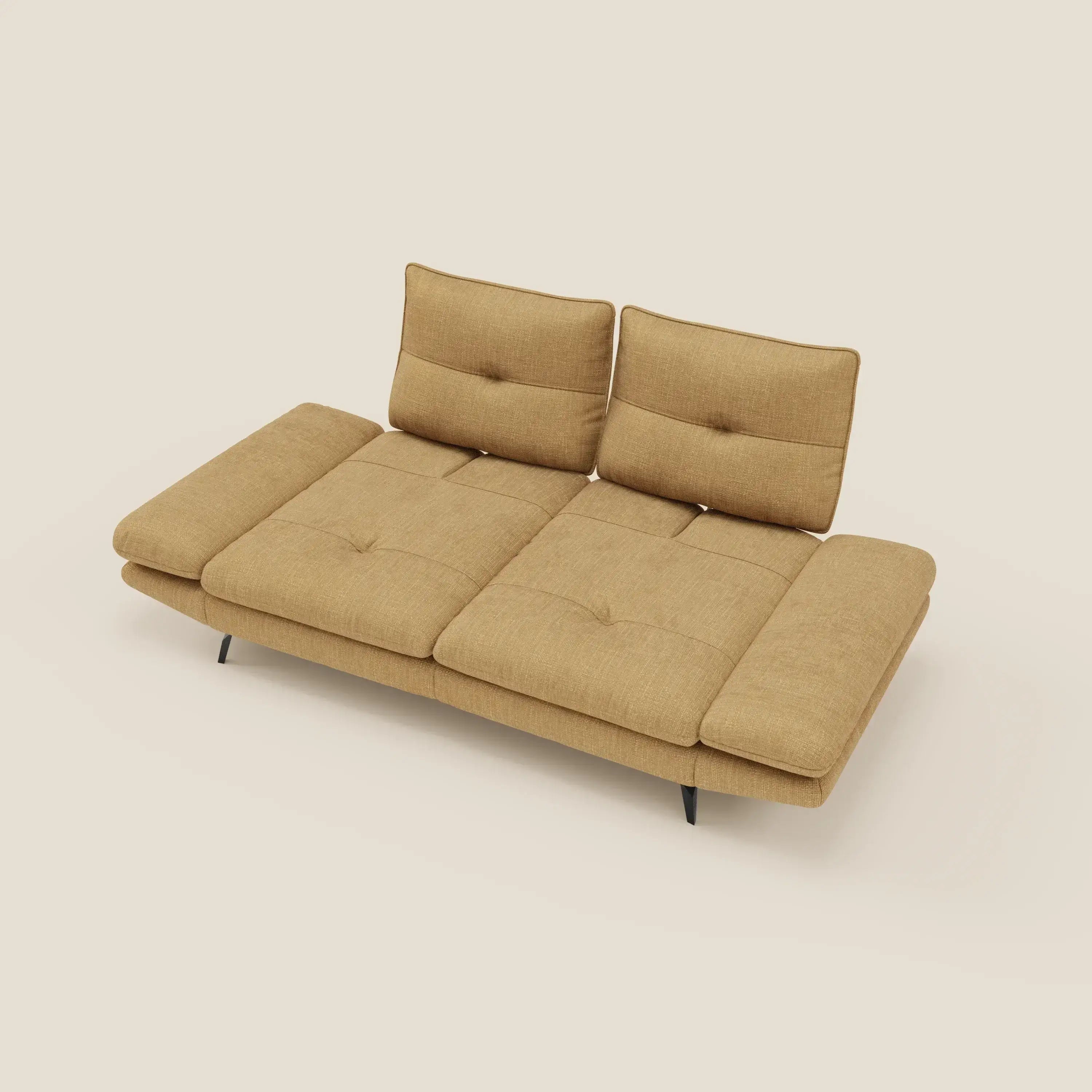 Ardex Divano 3 posti con schienali traslanti e braccioli regolabili in morbido tessuto impermeabile T06 giallo