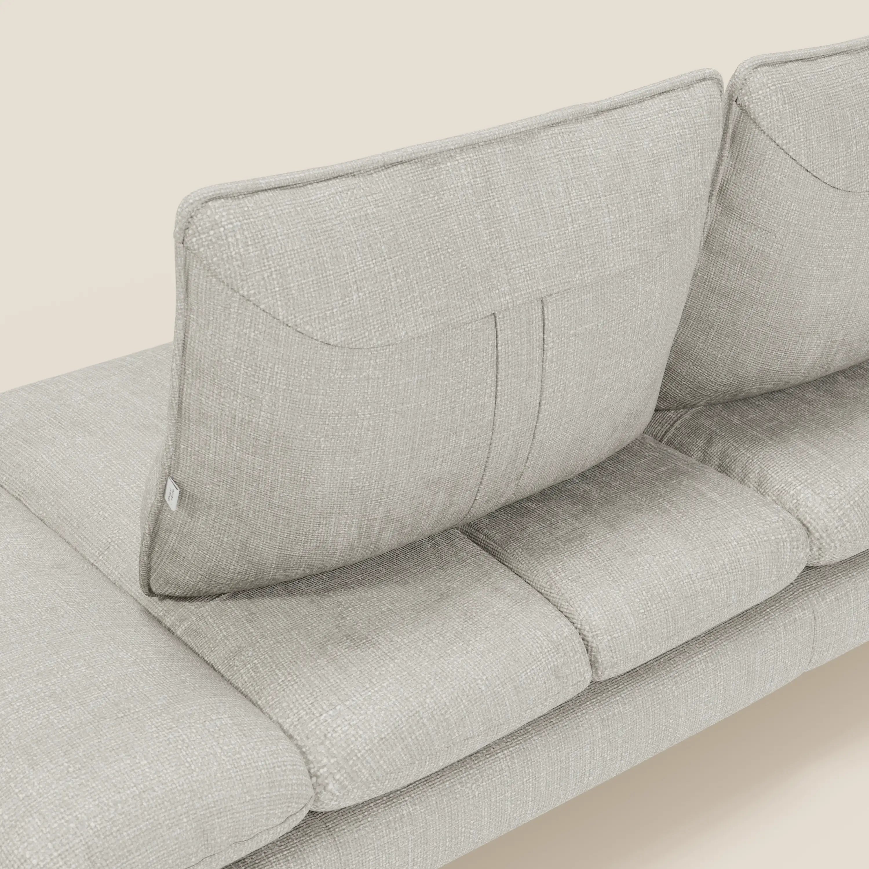 Ardex 3-Sitzer-Sofa mit verschiebbaren Rückenlehnen und verstellbaren Armlehnen aus weichem, wasserfestem Stoff T06 hellgrau
