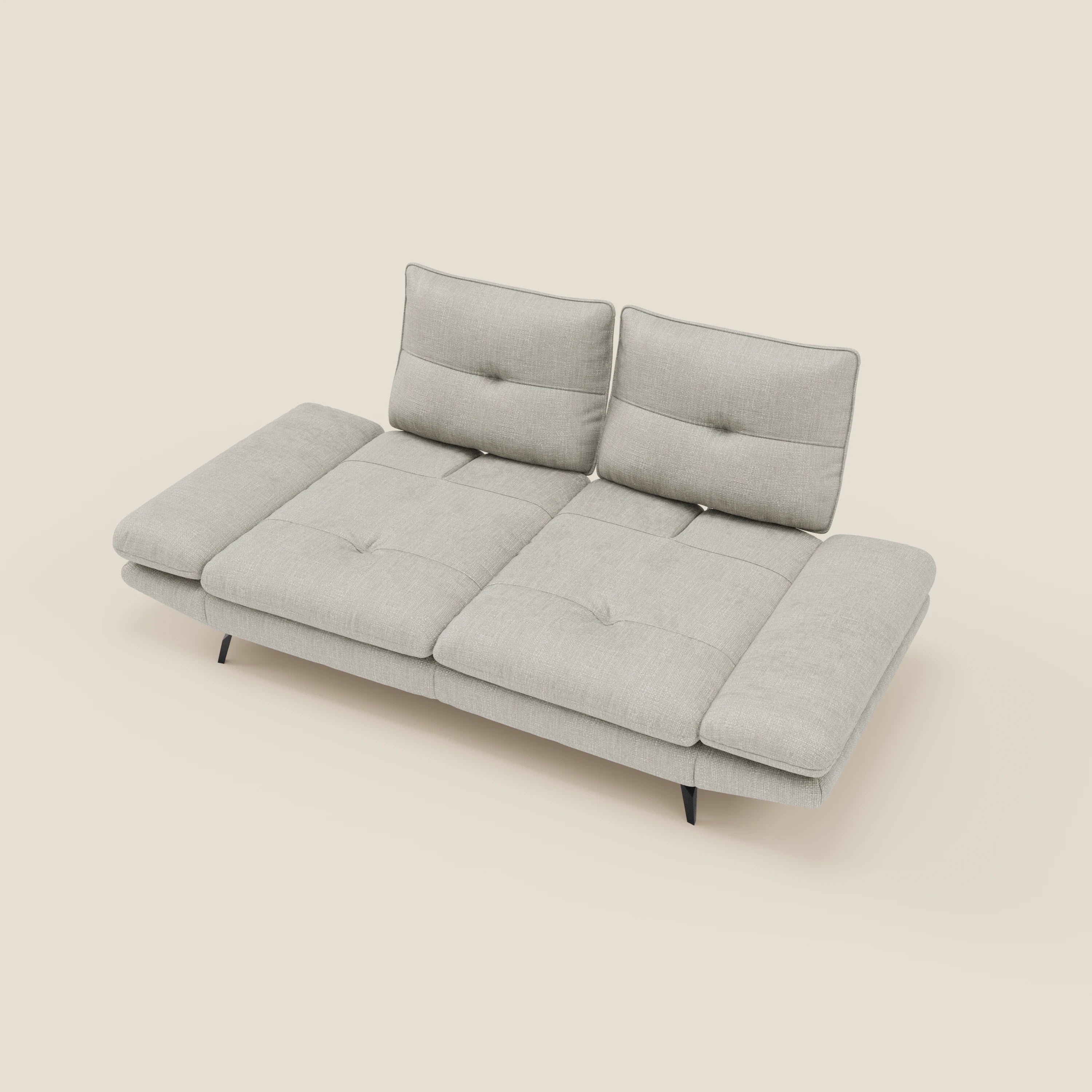 Ardex 3-Sitzer-Sofa mit verschiebbaren Rückenlehnen und verstellbaren Armlehnen aus weichem, wasserfestem Stoff T06 hellgrau