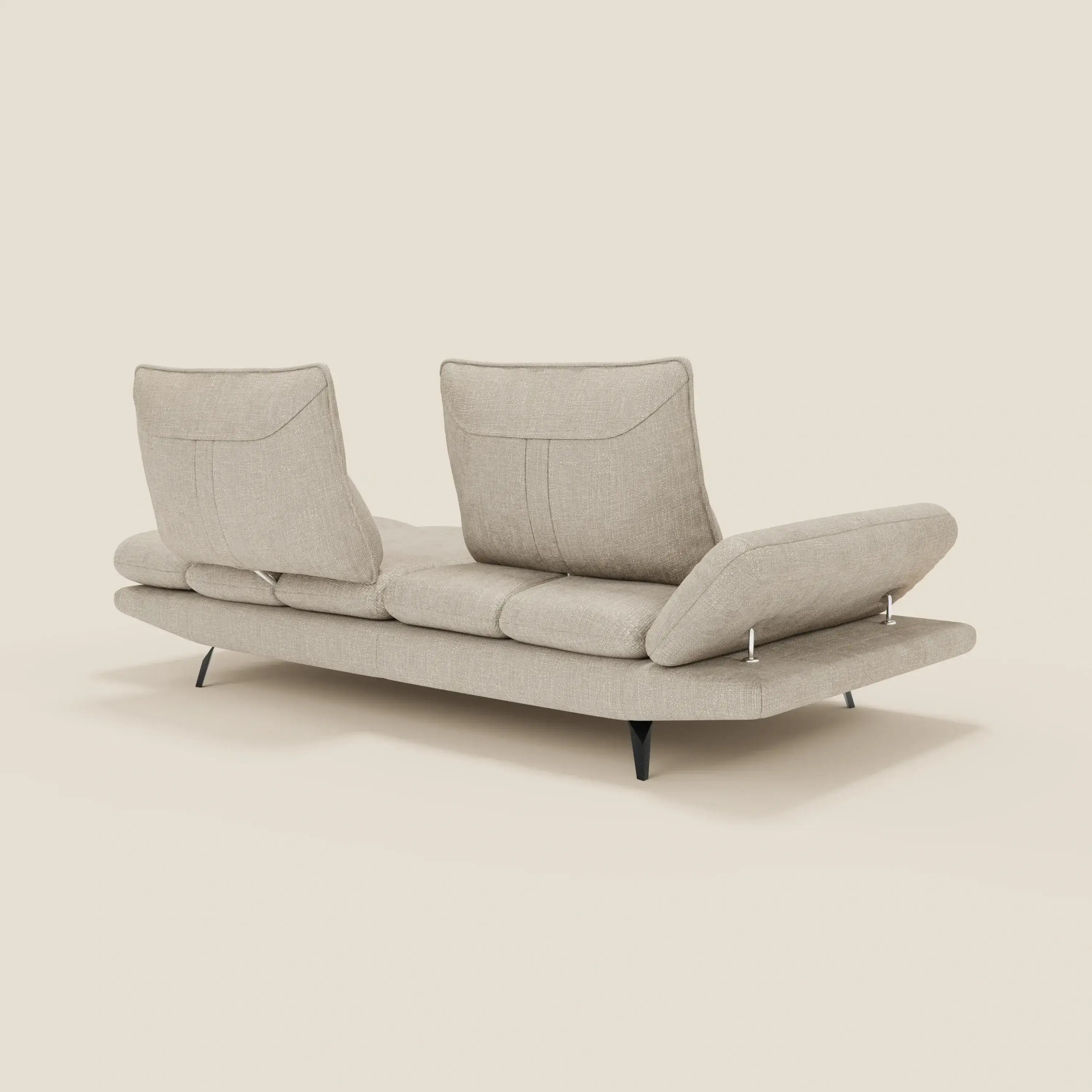 Ardex Divano 3 posti con schienali traslanti e braccioli regolabili in morbido tessuto impermeabile T06 panna