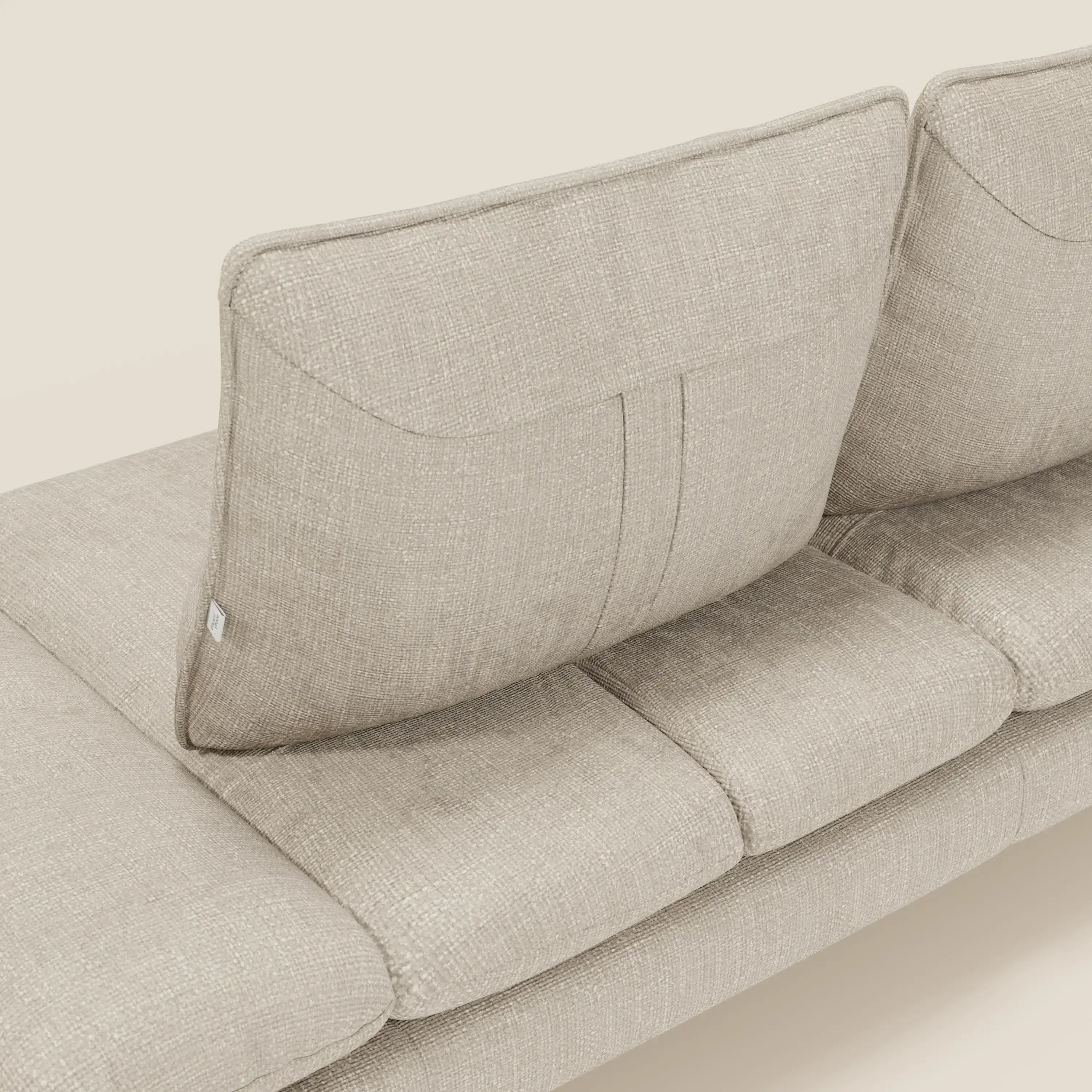 Ardex Divano 3 posti con schienali traslanti e braccioli regolabili in morbido tessuto impermeabile T06 panna