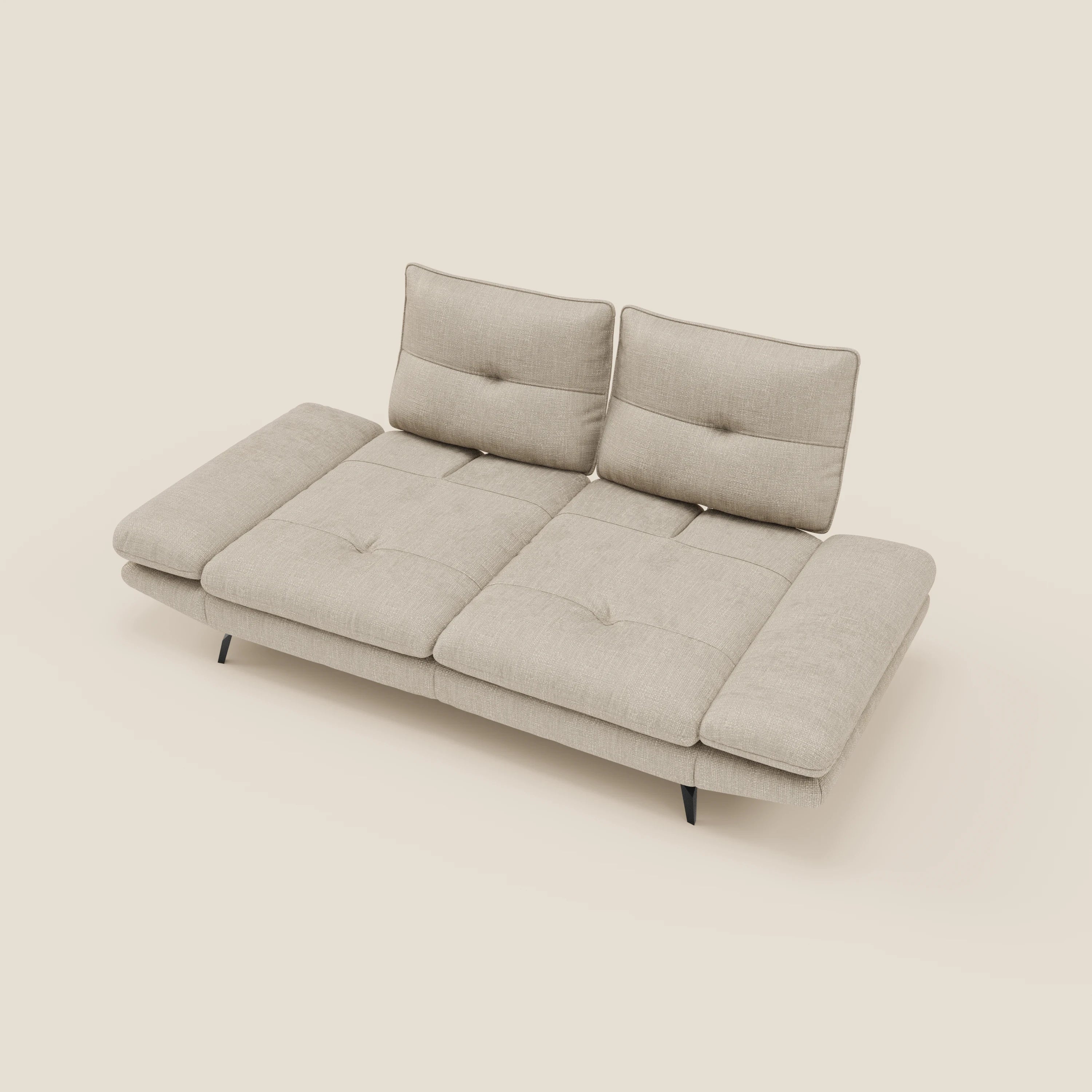 Ardex 3-Sitzer-Sofa mit verschiebbaren Rückenlehnen und verstellbaren Armlehnen aus weichem, wasserfestem Stoff T06 creme