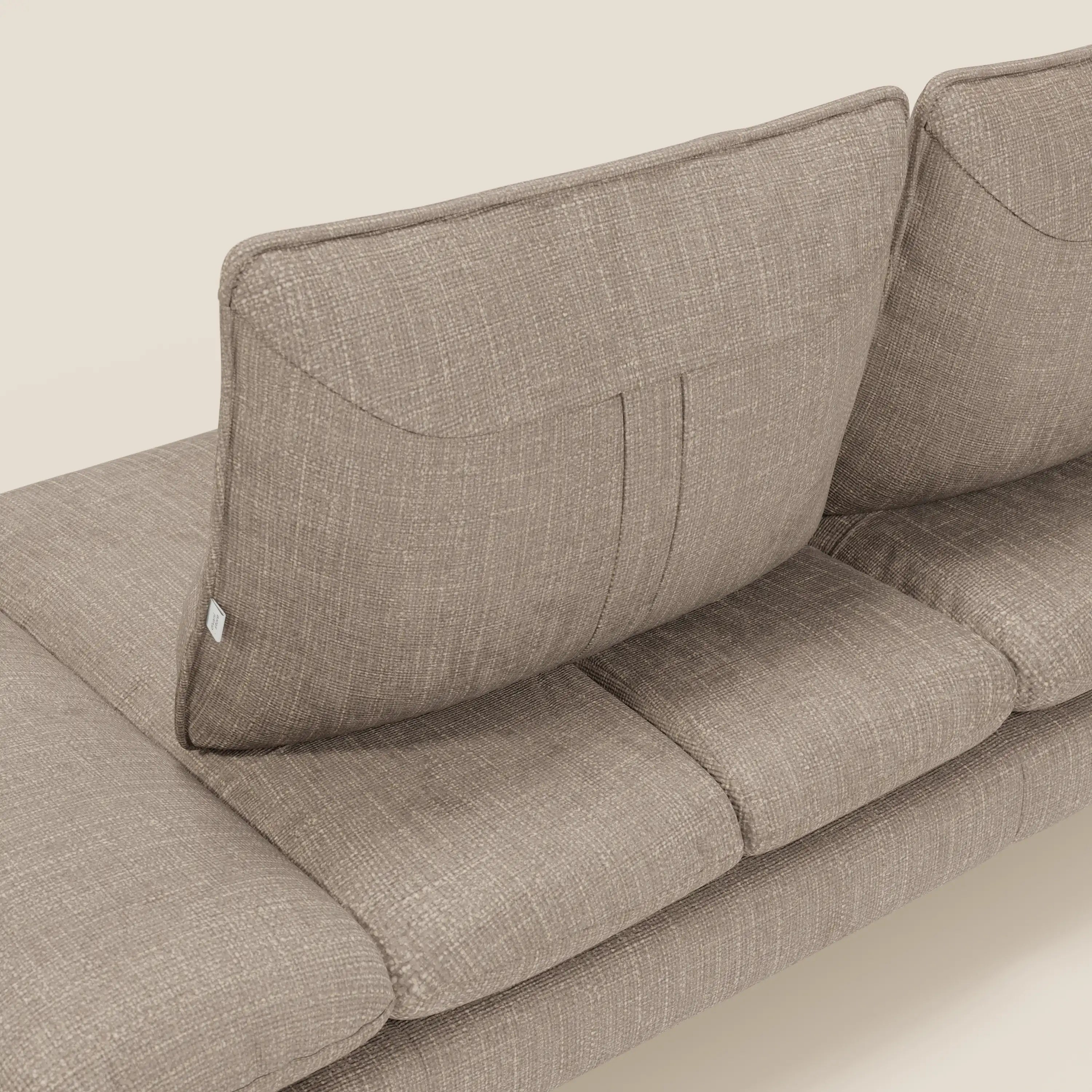 Ardex 3-Sitzer-Sofa mit verschiebbaren Rückenlehnen und verstellbaren Armlehnen aus weichem, wasserfestem Stoff T06 graubeige