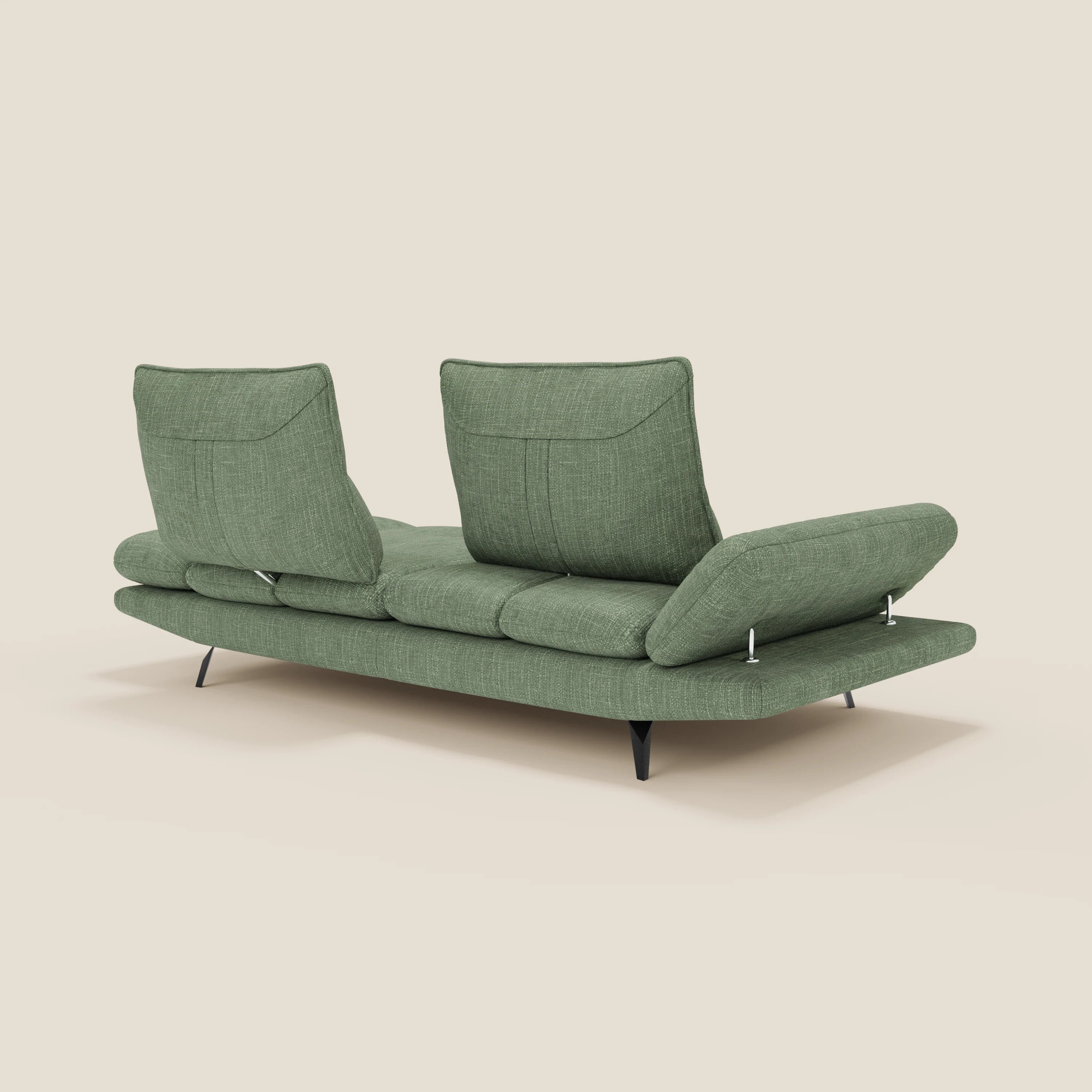 Ardex 3-Sitzer-Sofa mit verschiebbaren Rückenlehnen und verstellbaren Armlehnen aus weichem, wasserfestem Stoff T06 grün
