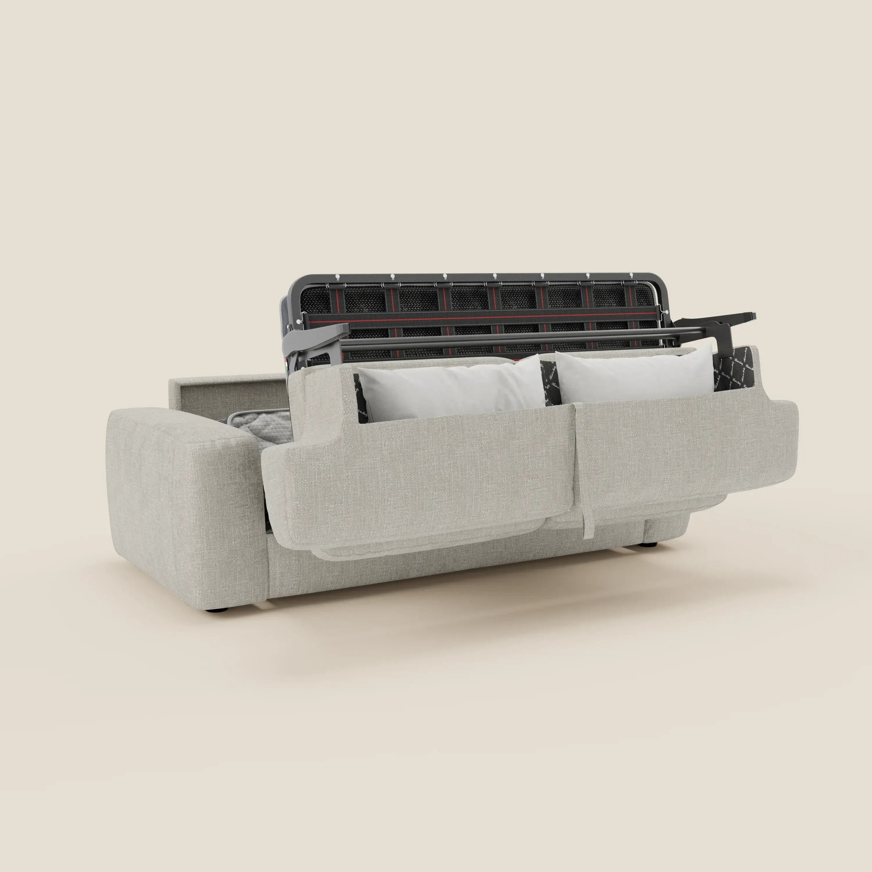 Cloud Divano letto materasso H17 cm dai morbidi cuscini in tessuto impermeabile T06 grigio chiaro