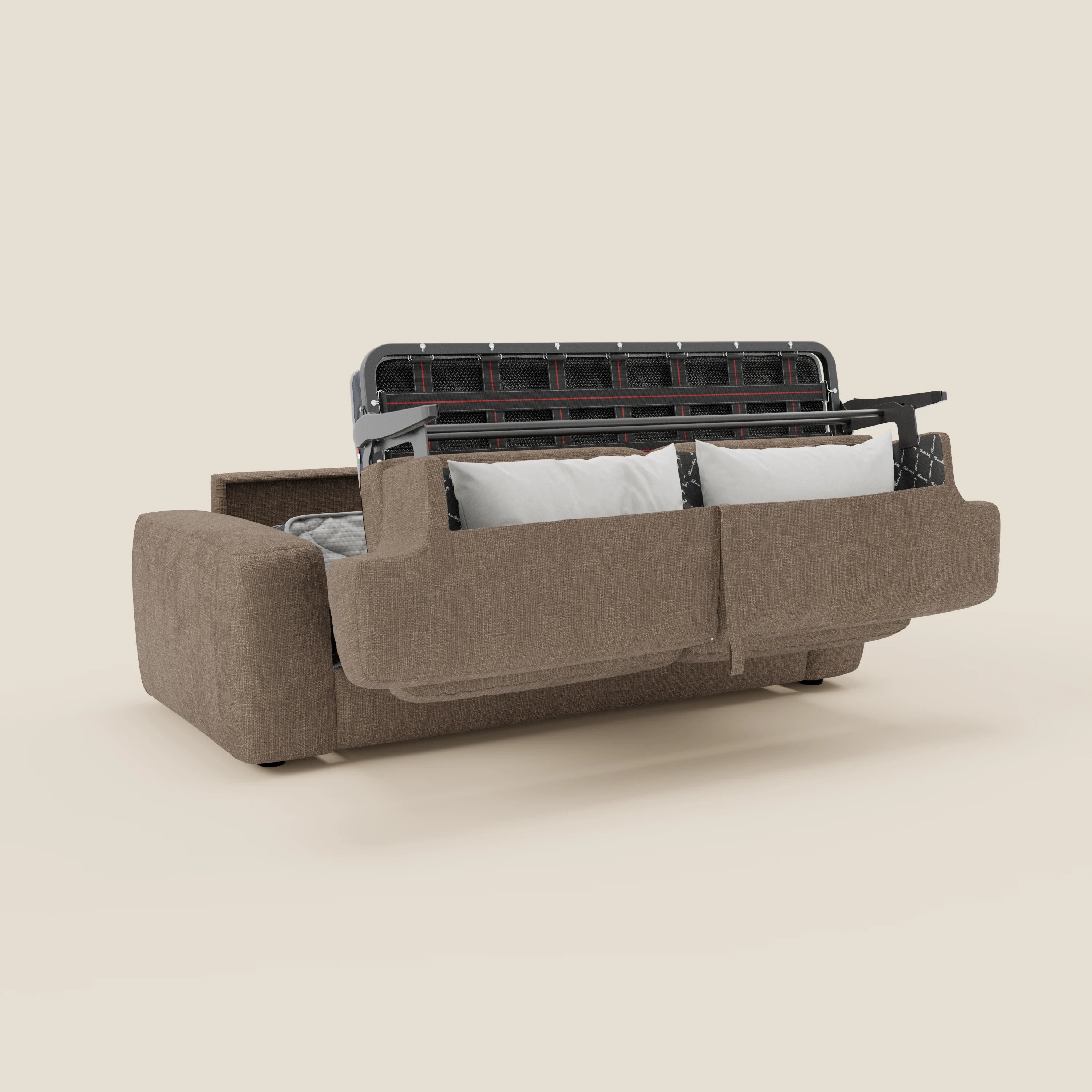 Cloud Schlafsofa mit 17 cm dicker Matratze und weichen Kissen aus wasserfestem Stoff T06 braun