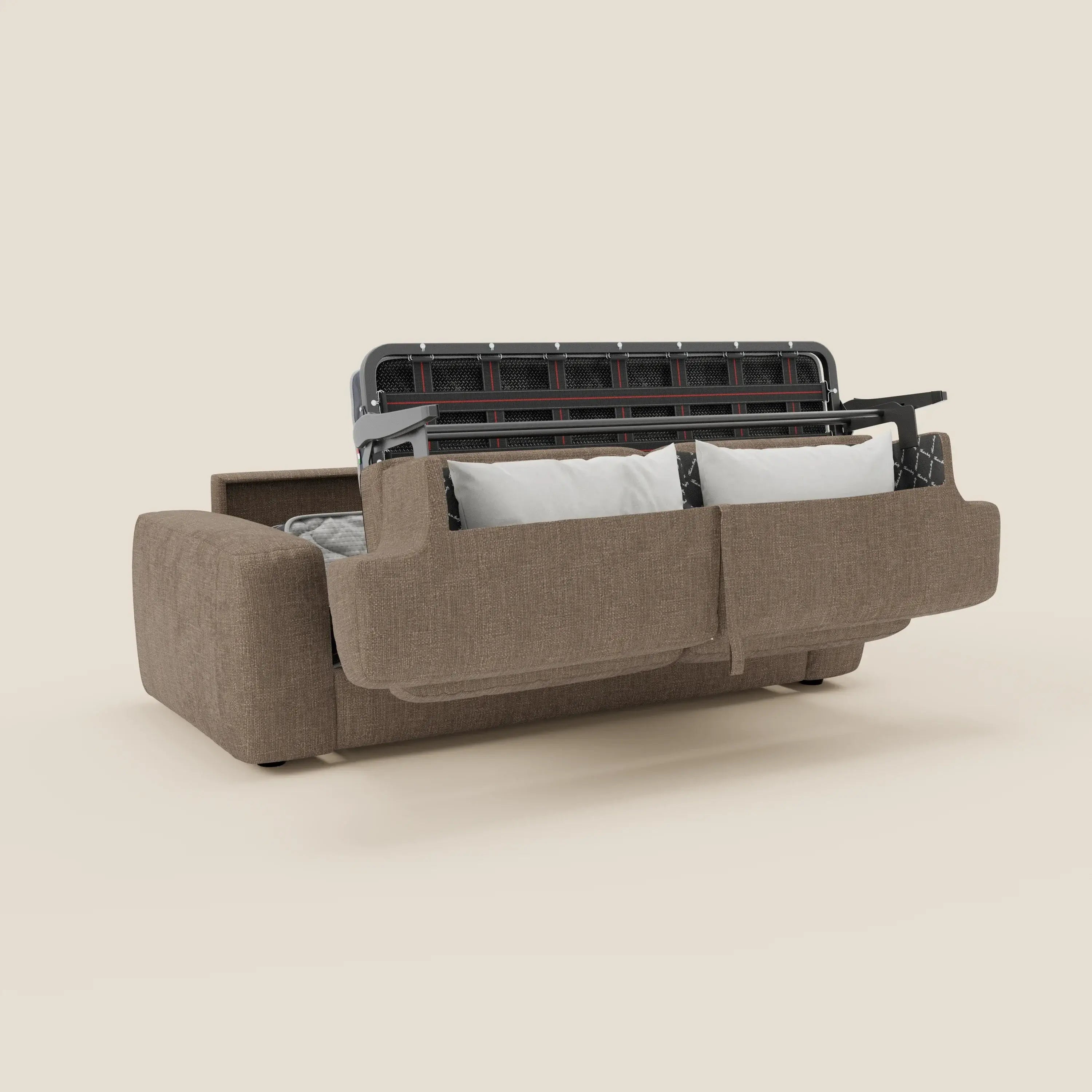 Cloud Divano letto materasso H17 cm dai morbidi cuscini in tessuto impermeabile T06 marrone