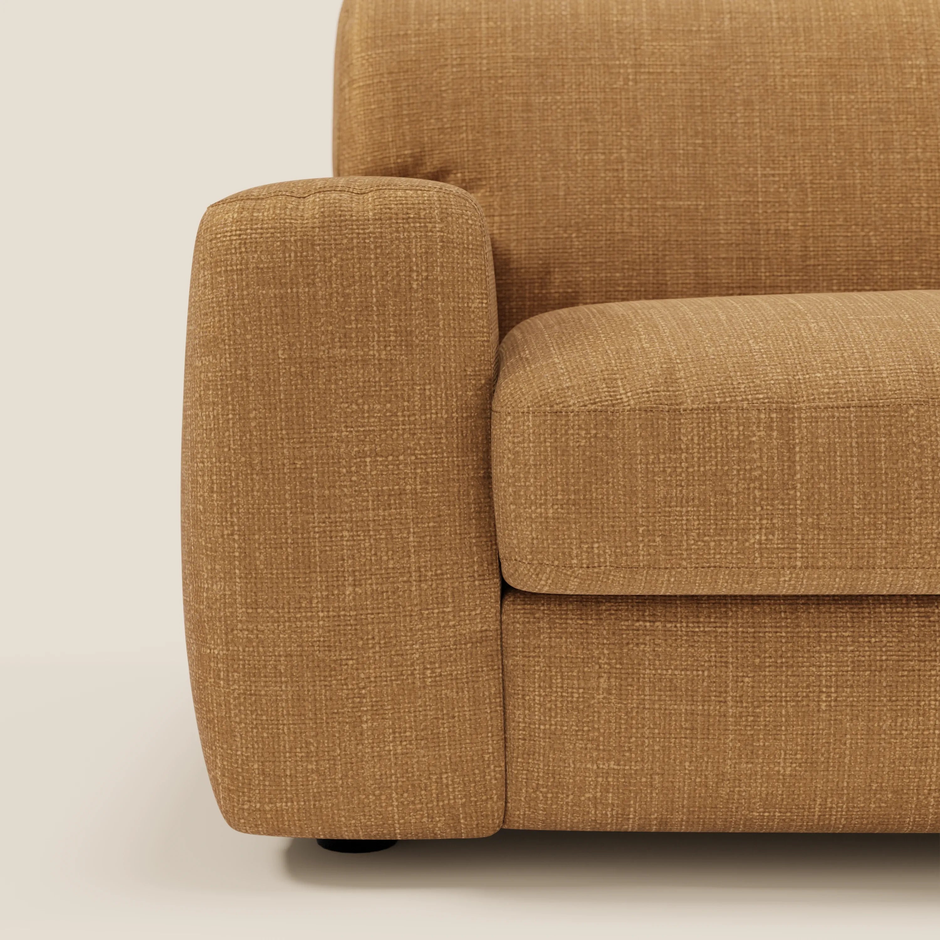 Cloud Schlafsofa mit 17 cm dicker Matratze und weichen Kissen aus wasserfestem Stoff T06 ocker