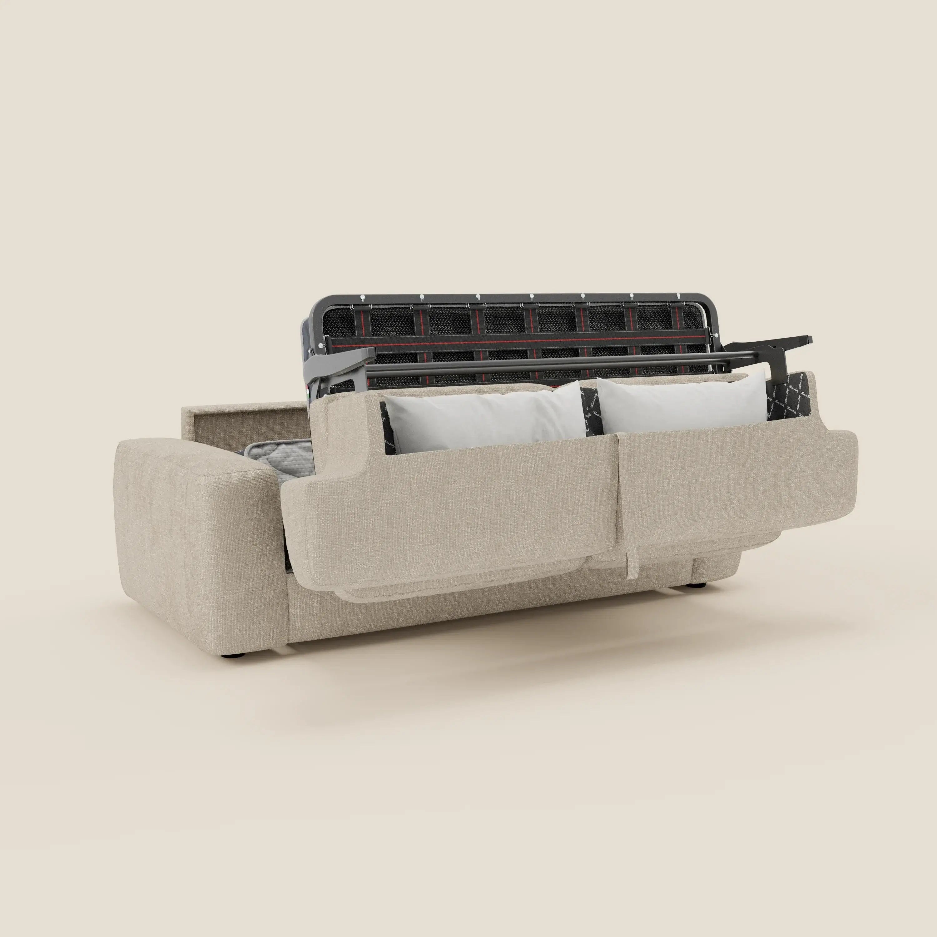 Cloud Divano letto materasso H17 cm dai morbidi cuscini in tessuto impermeabile T06 panna