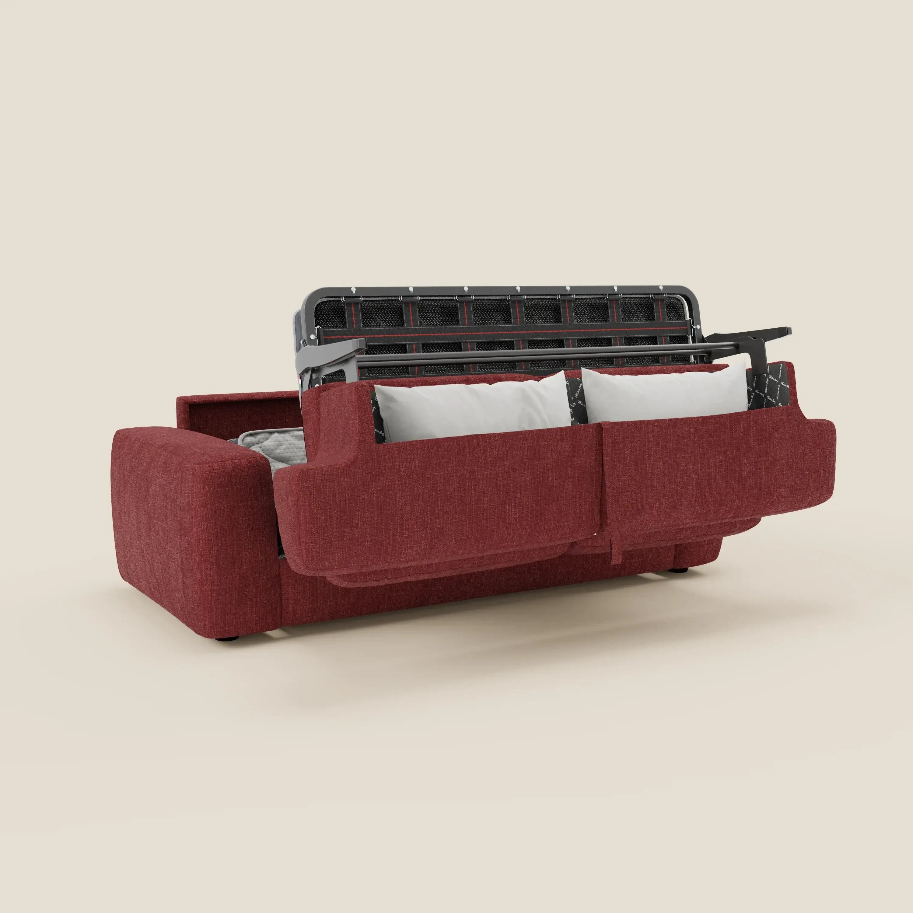 Cloud Divano letto materasso H17 cm dai morbidi cuscini in tessuto impermeabile T06 rosso