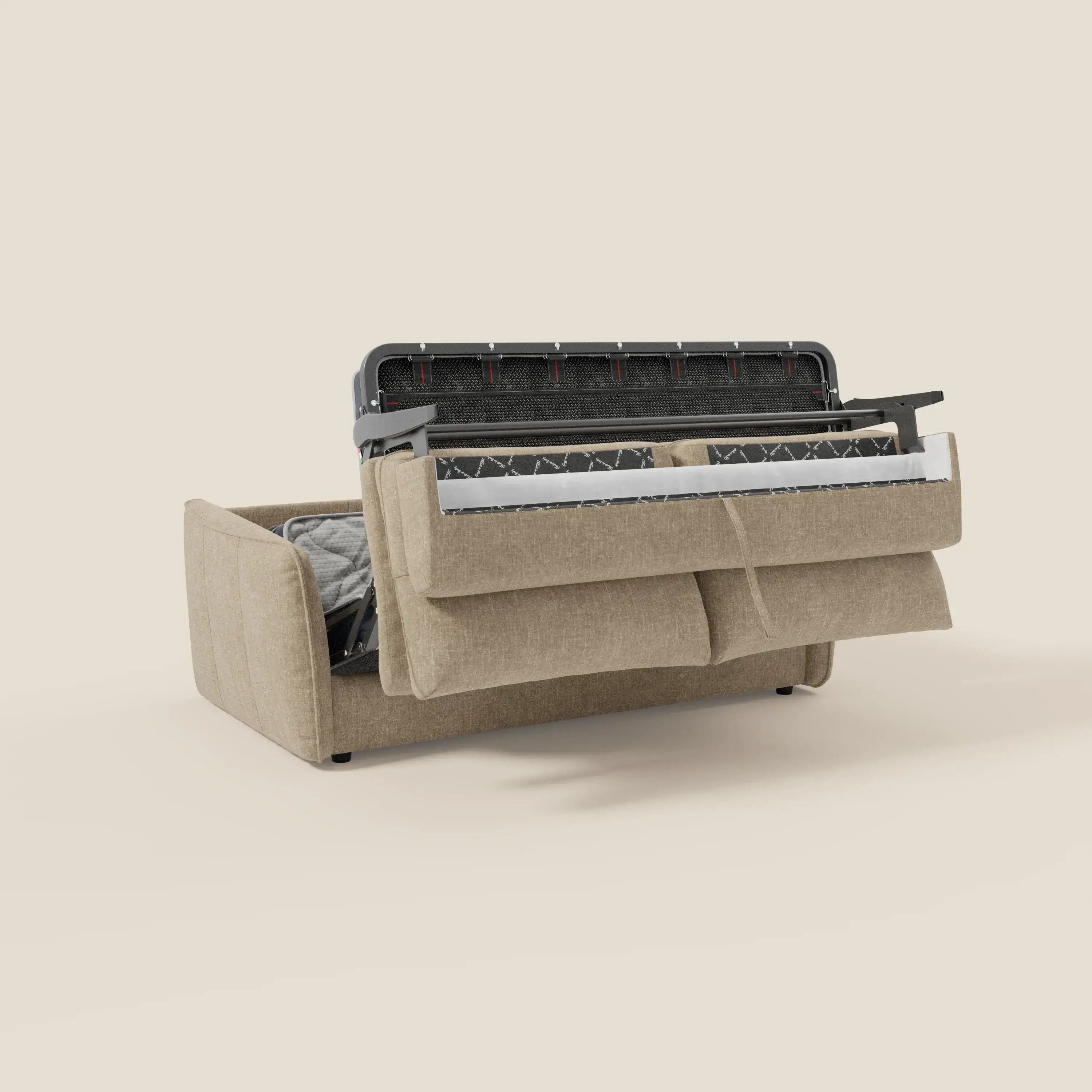 Elios Divano letto con morbidi cuscini spalliera in tessuto smacchiabile T24 beige