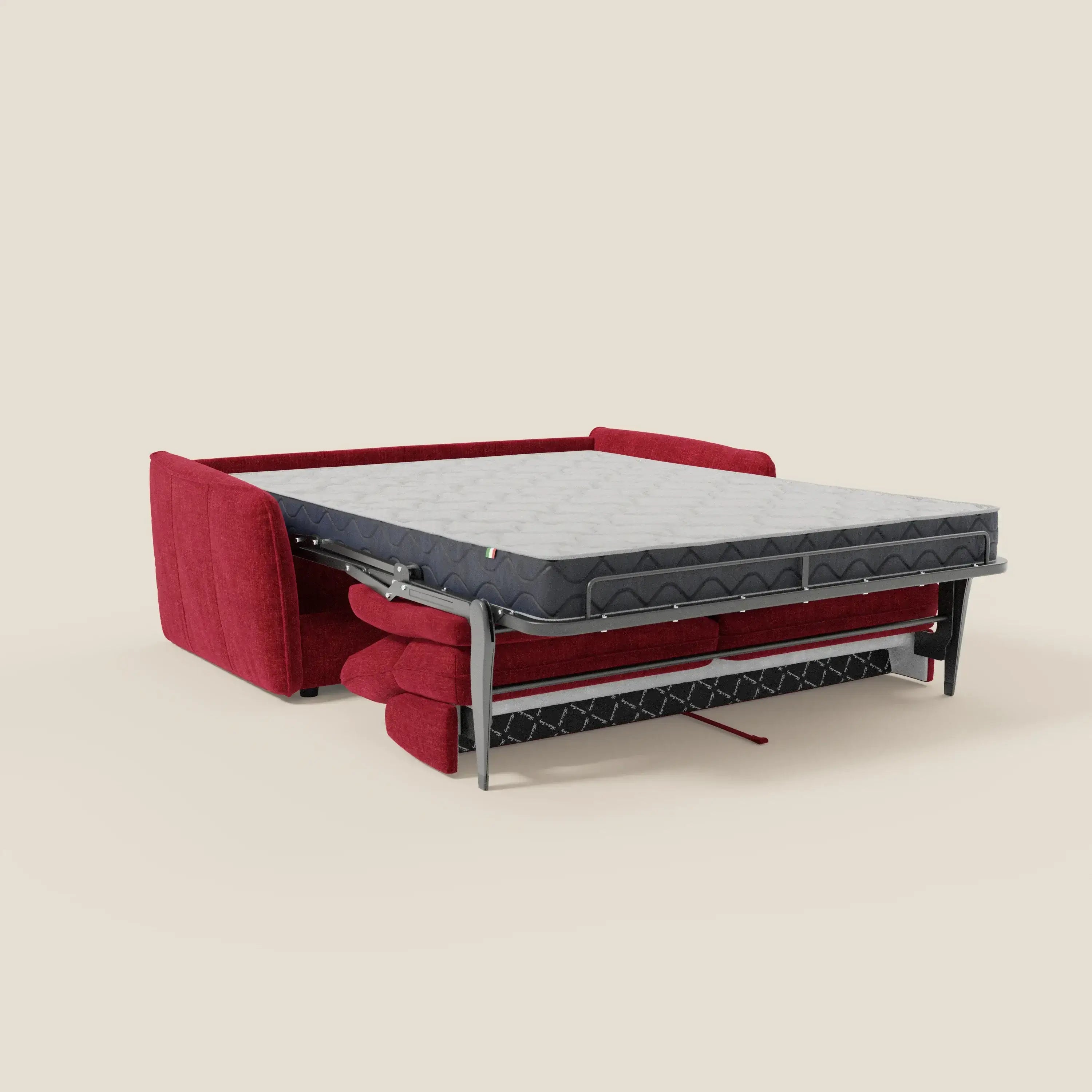 Elios Divano letto con morbidi cuscini spalliera in tessuto smacchiabile T24 rosso bordeaux