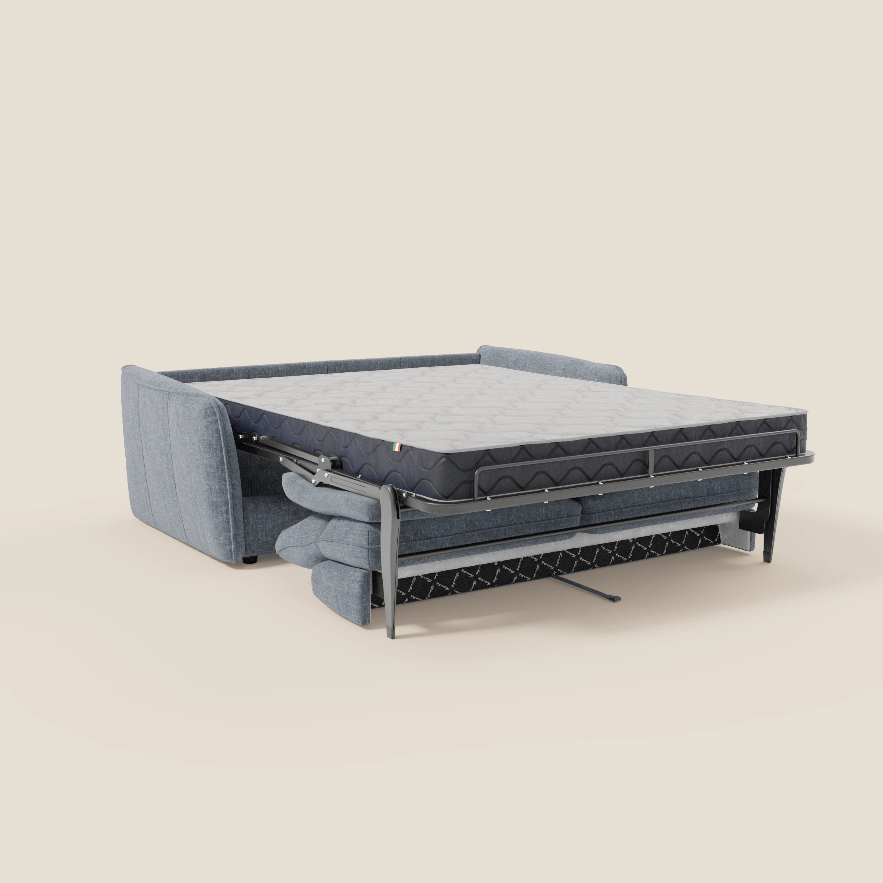 Elios Schlafsofa mit weichen Rückenkissen aus abwaschbarem Stoff T24 baby blau