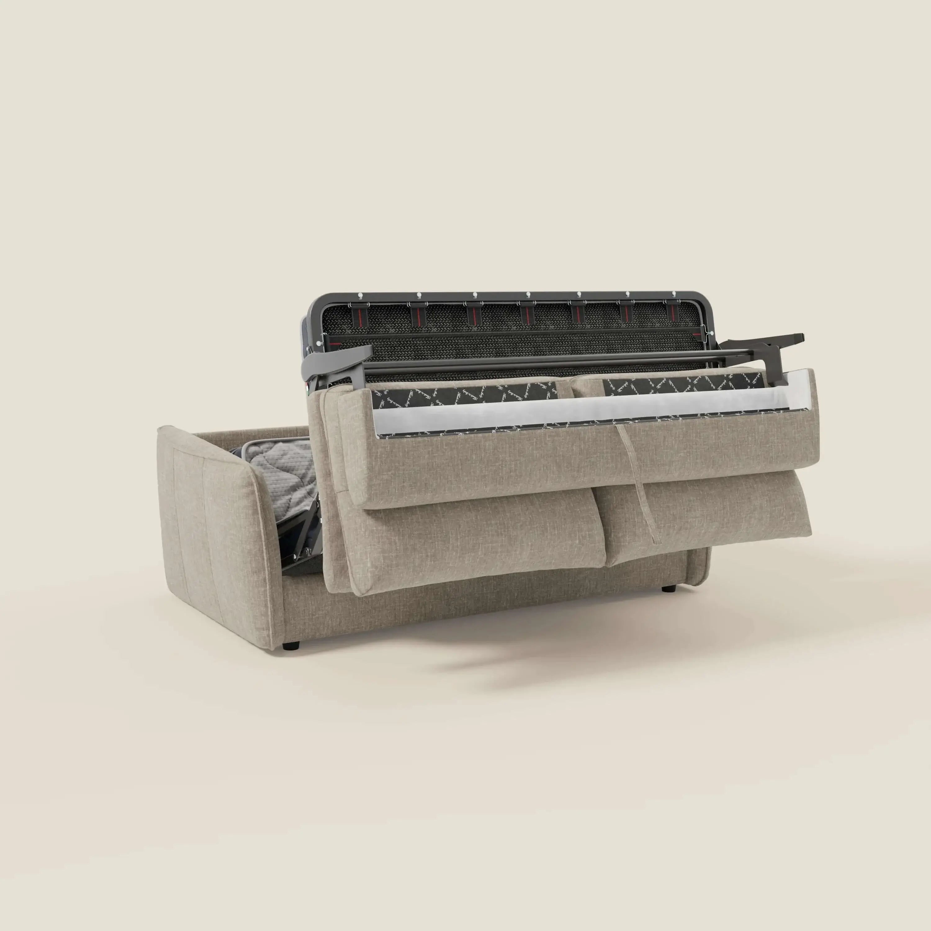 Elios Divano letto con morbidi cuscini spalliera in tessuto smacchiabile T24 lino chiaro