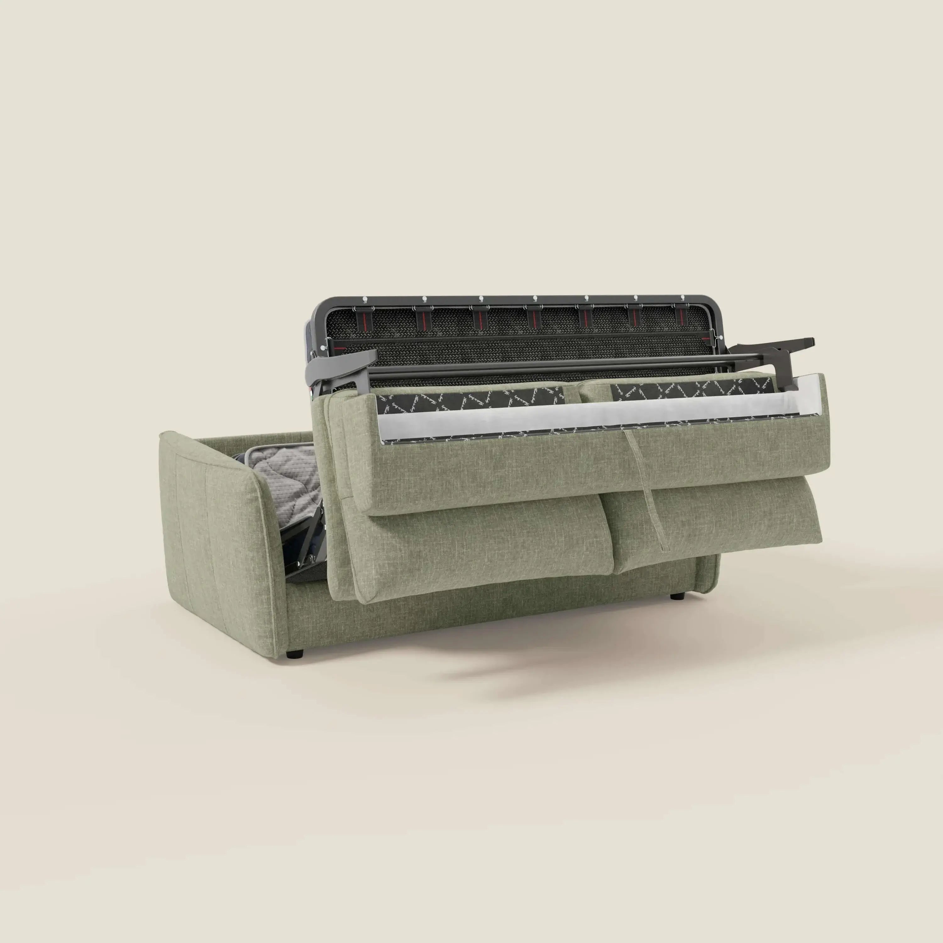 Elios Divano letto con morbidi cuscini spalliera in tessuto smacchiabile T24 verde salvia