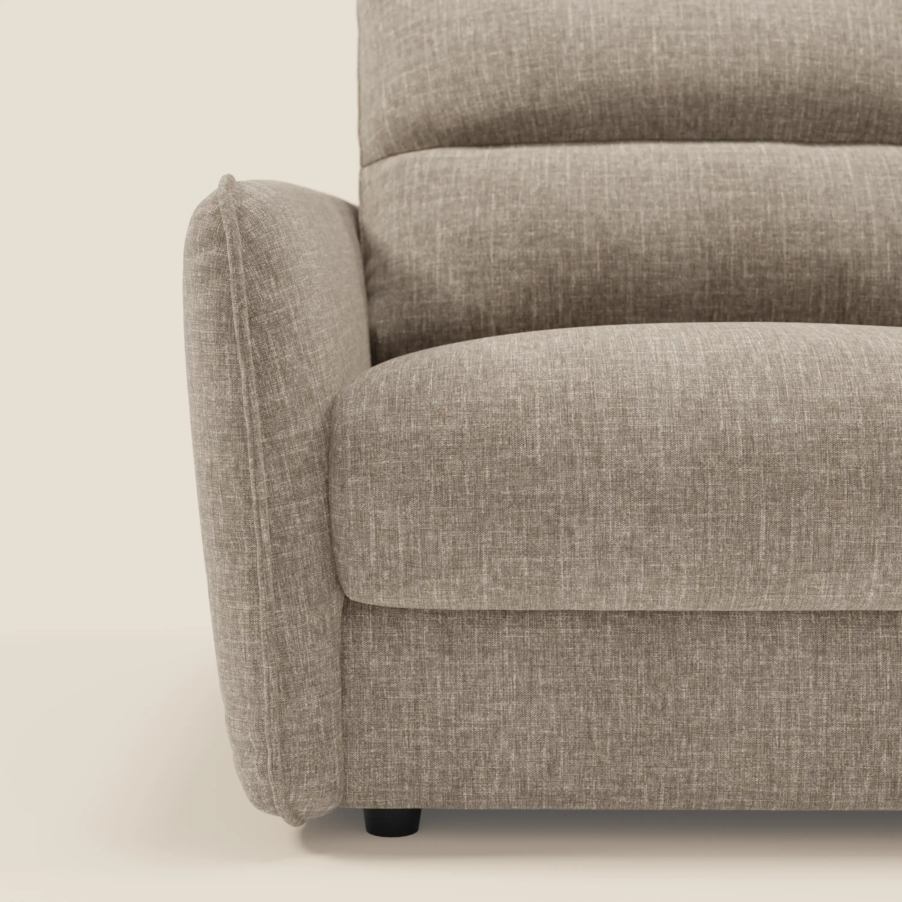 Elios Schlafsofa mit weichen Rückenkissen aus abwaschbarem Stoff T24 graubeige