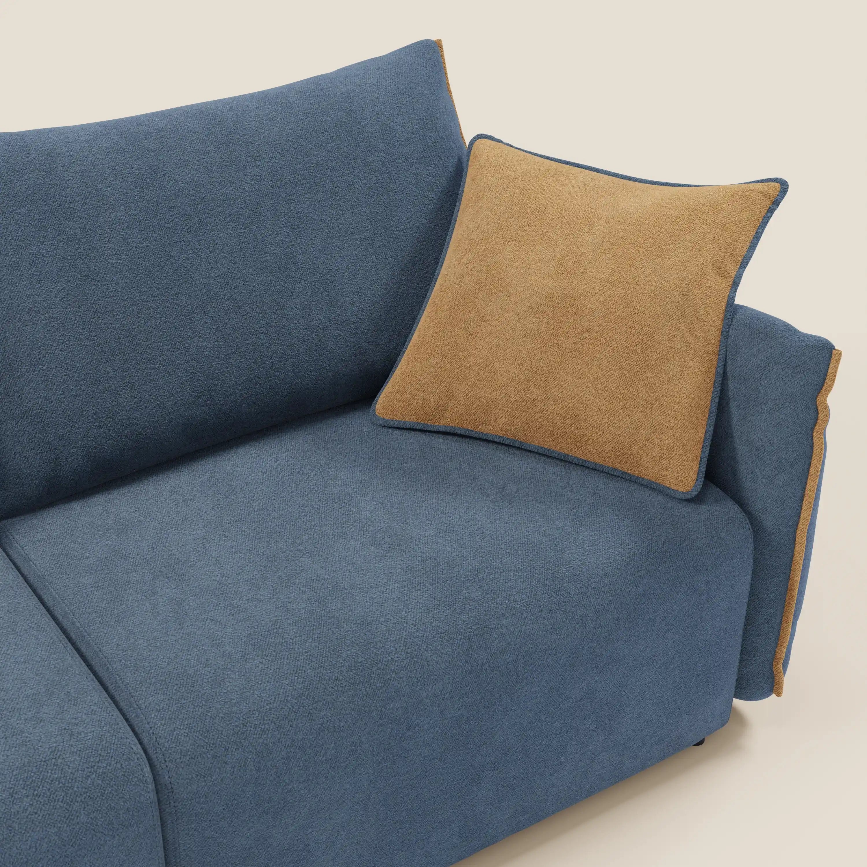 Flexar divano con sedute allungabili e schienale in piuma in morbido bouclé impermeabile T07 blu - arancio