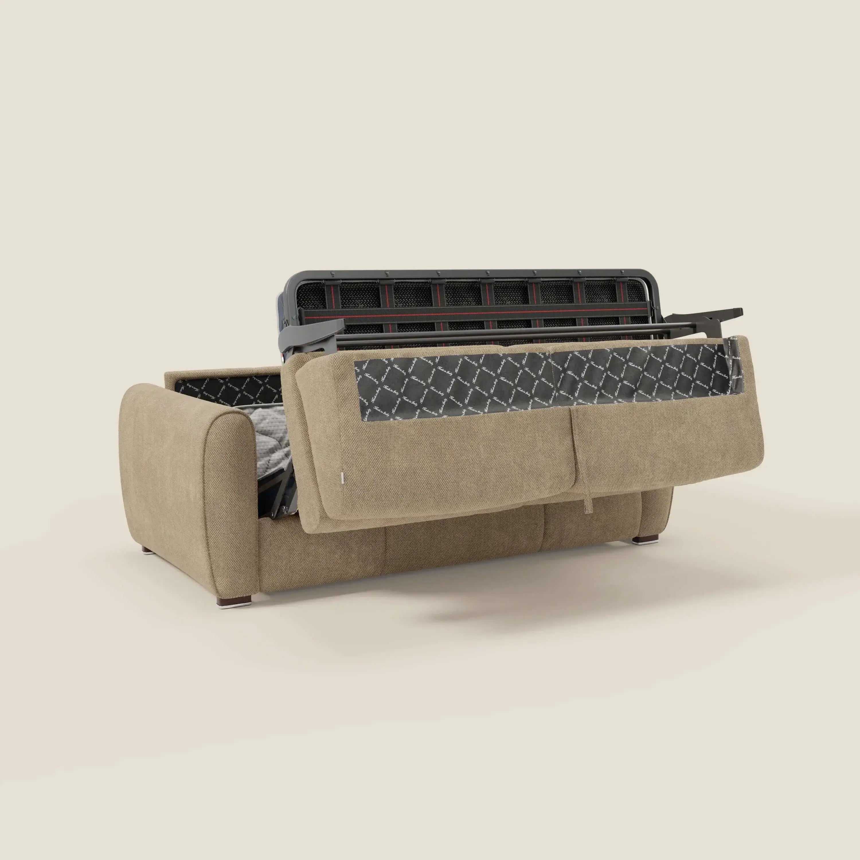 Kaleo Divano letto moderno con materasso H17 cm - in raffinato tessuto impermeabile T26 beige