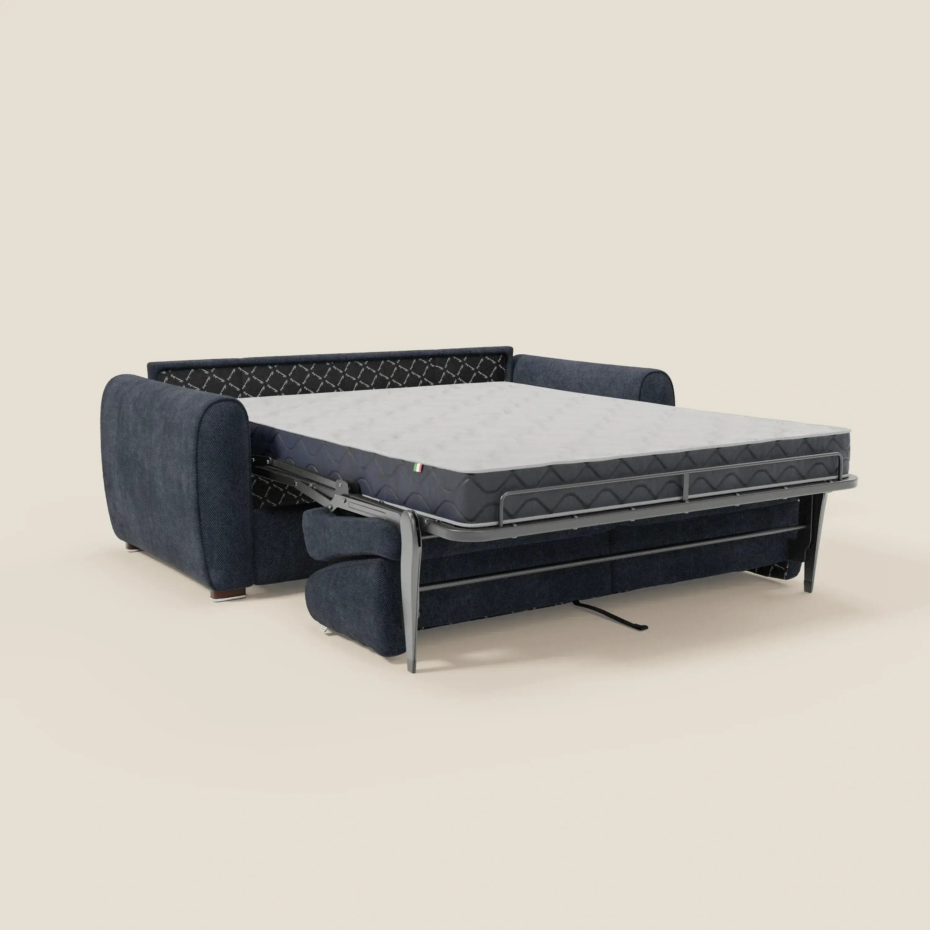 Kaleo Divano letto moderno con materasso H17 cm - in raffinato tessuto impermeabile T26 blu navy