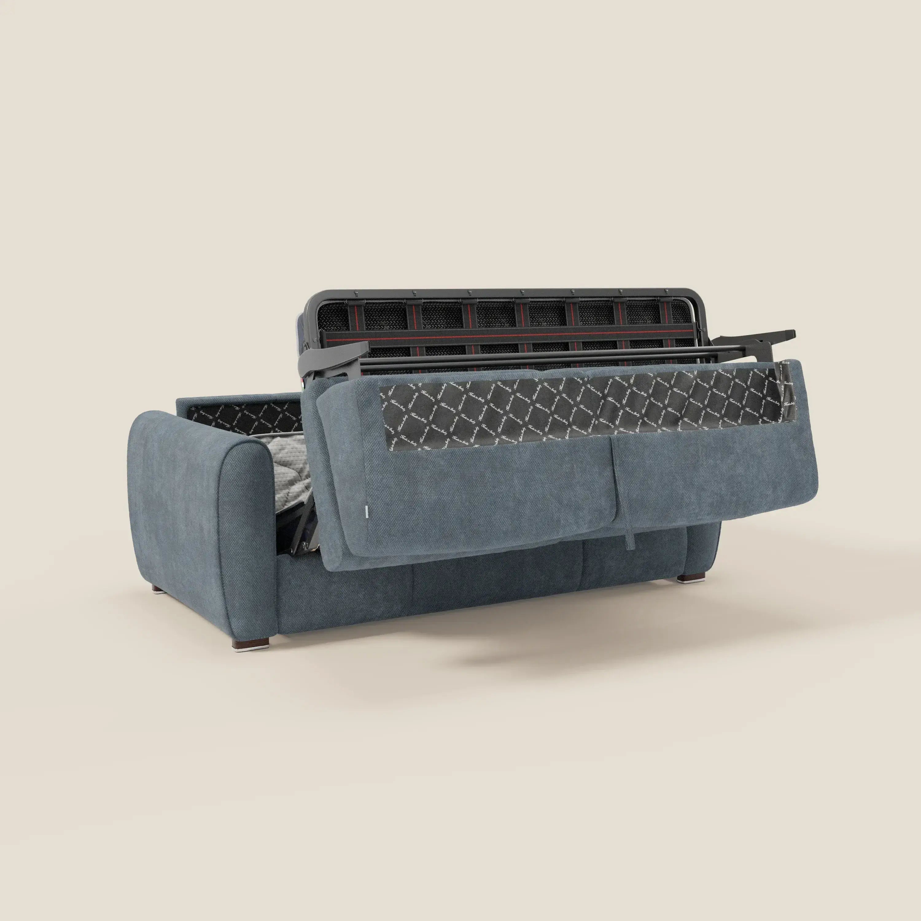 Kaleo Divano letto moderno con materasso H17 cm - in raffinato tessuto impermeabile T26 carta da zucchero