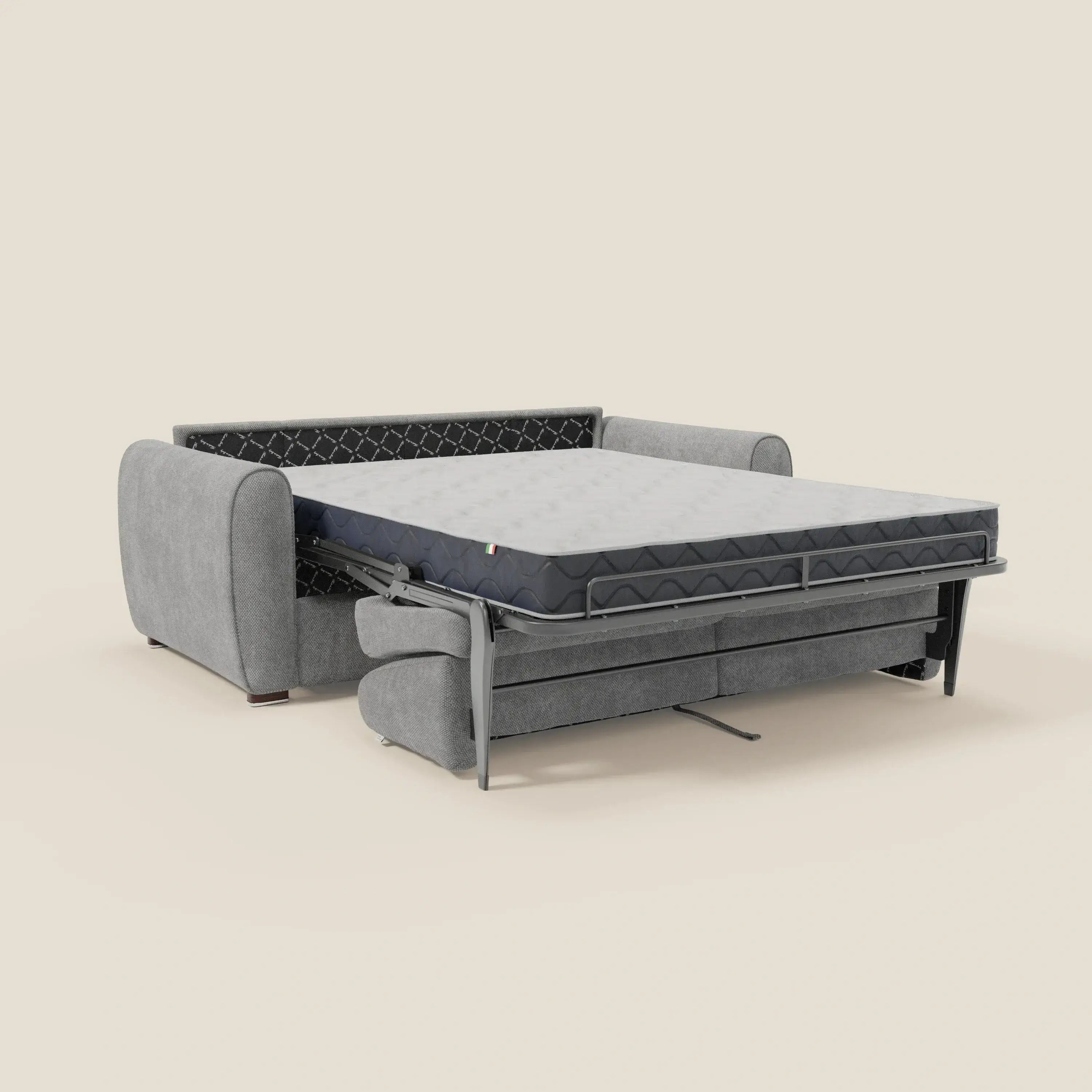 Kaleo Divano letto moderno con materasso H17 cm - in raffinato tessuto impermeabile T26 grigio