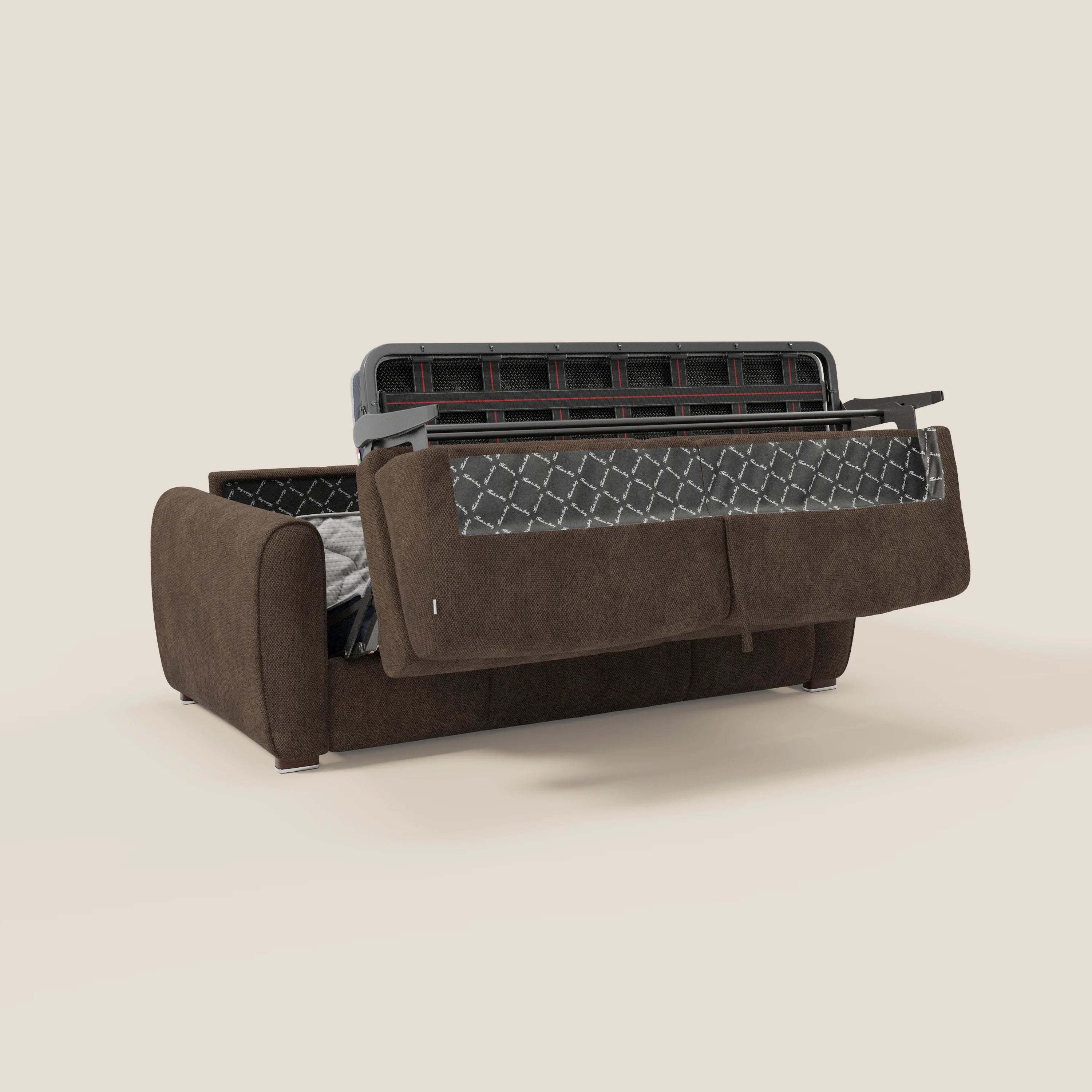 Kaleo Modernes Schlafsofa mit Matratze H17 cm – aus edlem, wasserabweisendem Stoff T26 braun