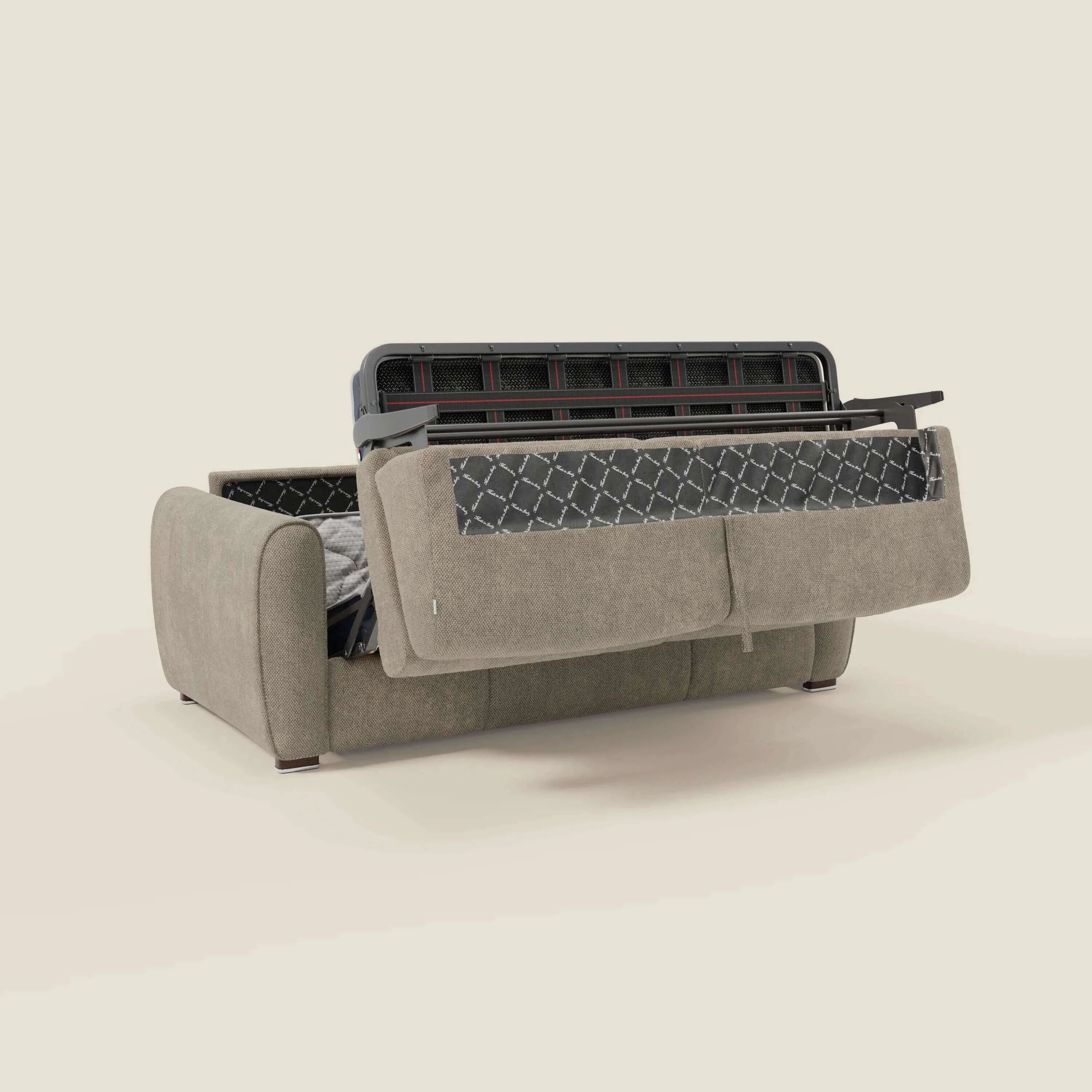 Kaleo Divano letto moderno con materasso H17 cm - in raffinato tessuto impermeabile T26 tortora