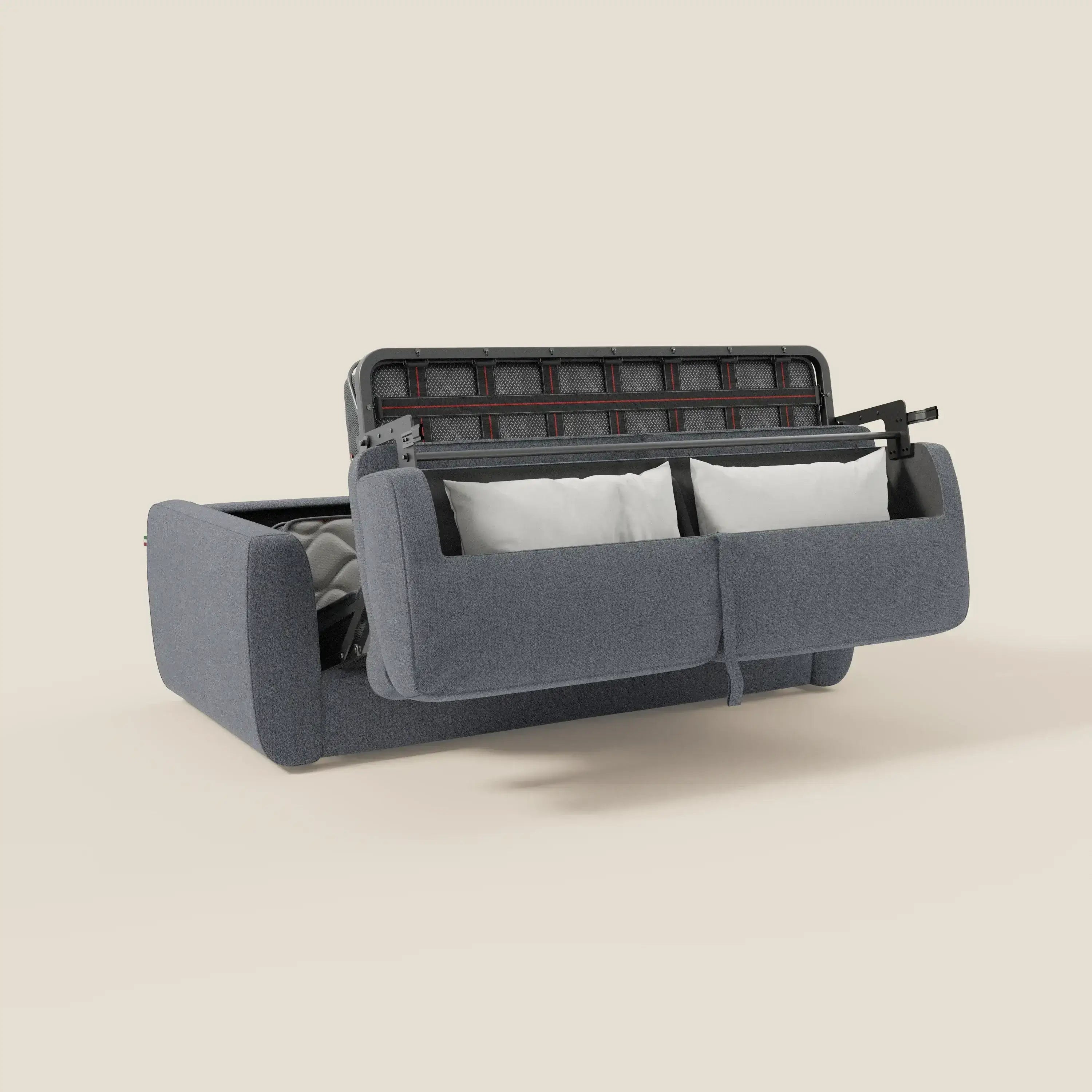 Leonida divano letto sfoderabile e materasso H18 cm - vano portaguanciali in tessuto Smacchiabile T23 blu grafite