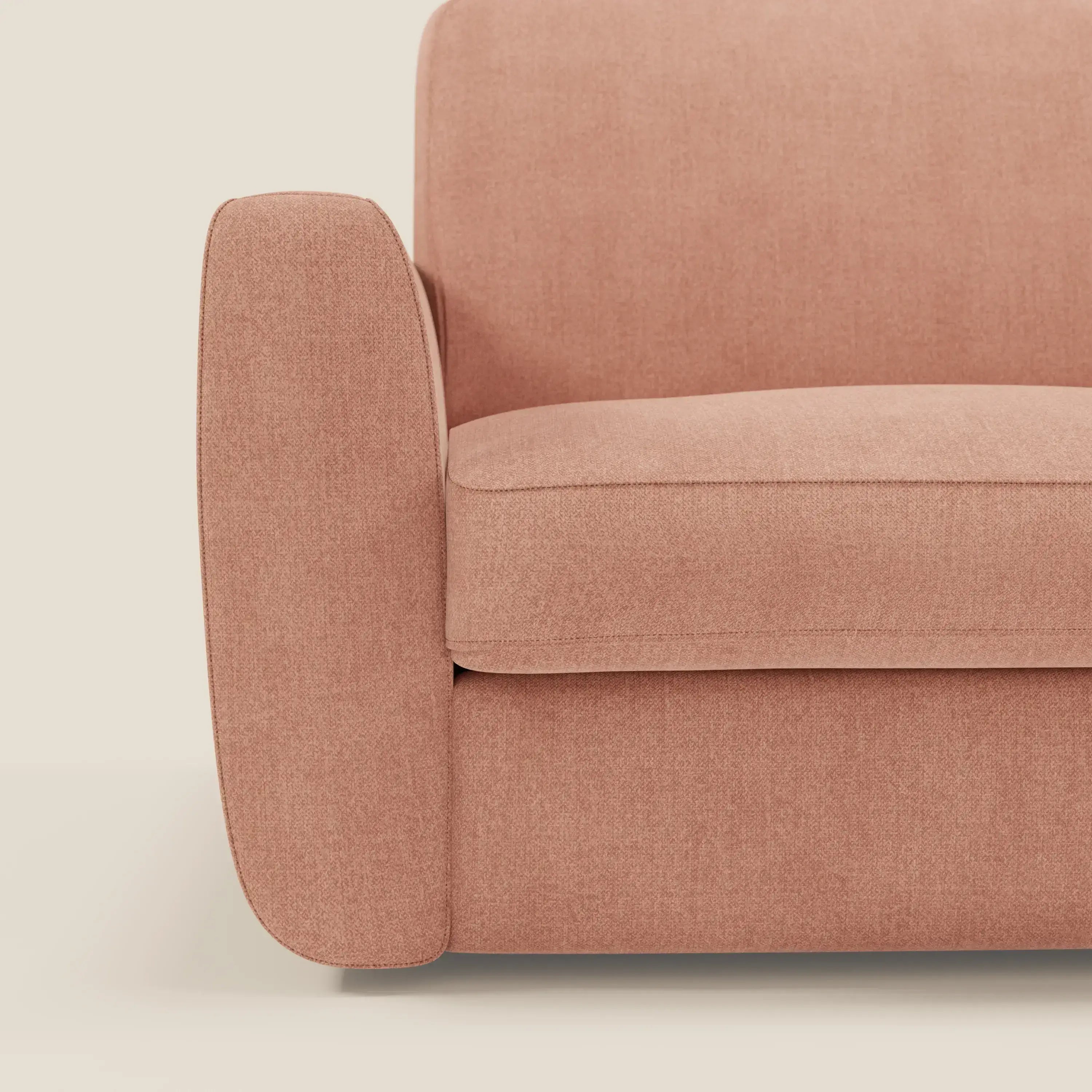 Leonida divano letto sfoderabile e materasso H18 cm - vano portaguanciali in tessuto Smacchiabile T23 pesca