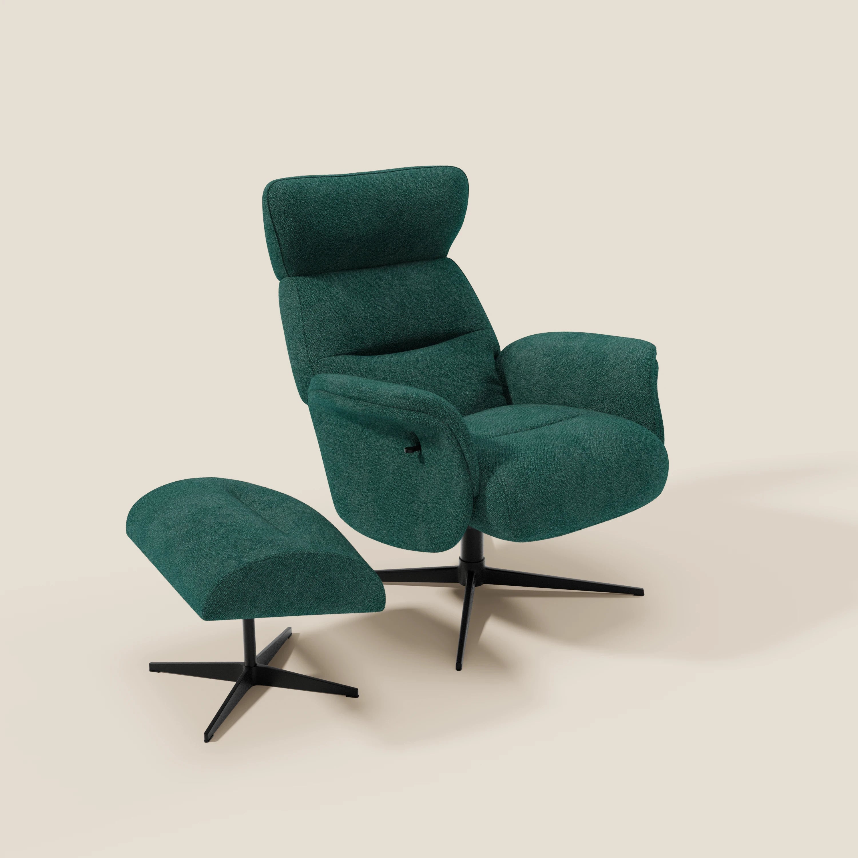 Lunor Relaxsessel mit Fußhocker aus wasserfestem Bouclé-Stoff T07